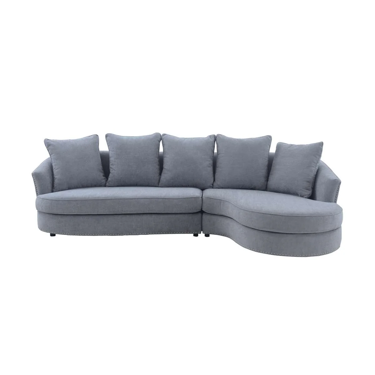 Queenly Gray Fabric Uphostered Corner Sofa By Armen Living - Image 2