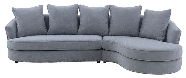 Queenly Gray Fabric Uphostered Corner Sofa By Armen Living - Image 3