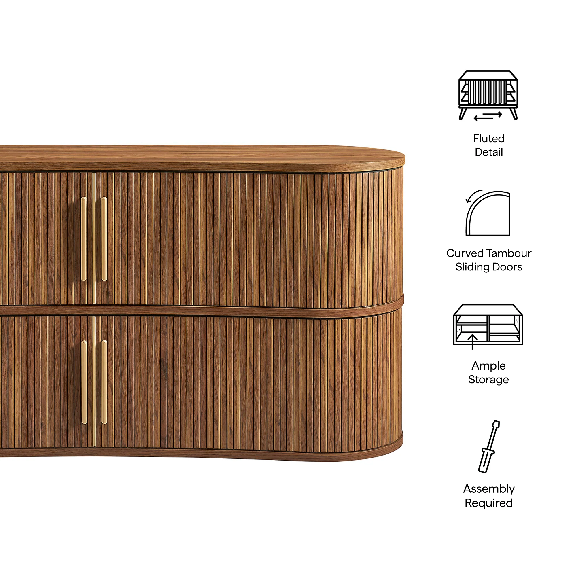 Radcliffe 63" Curved Fluted Sideboard Buffet Cabinet by Modway - Image 9
