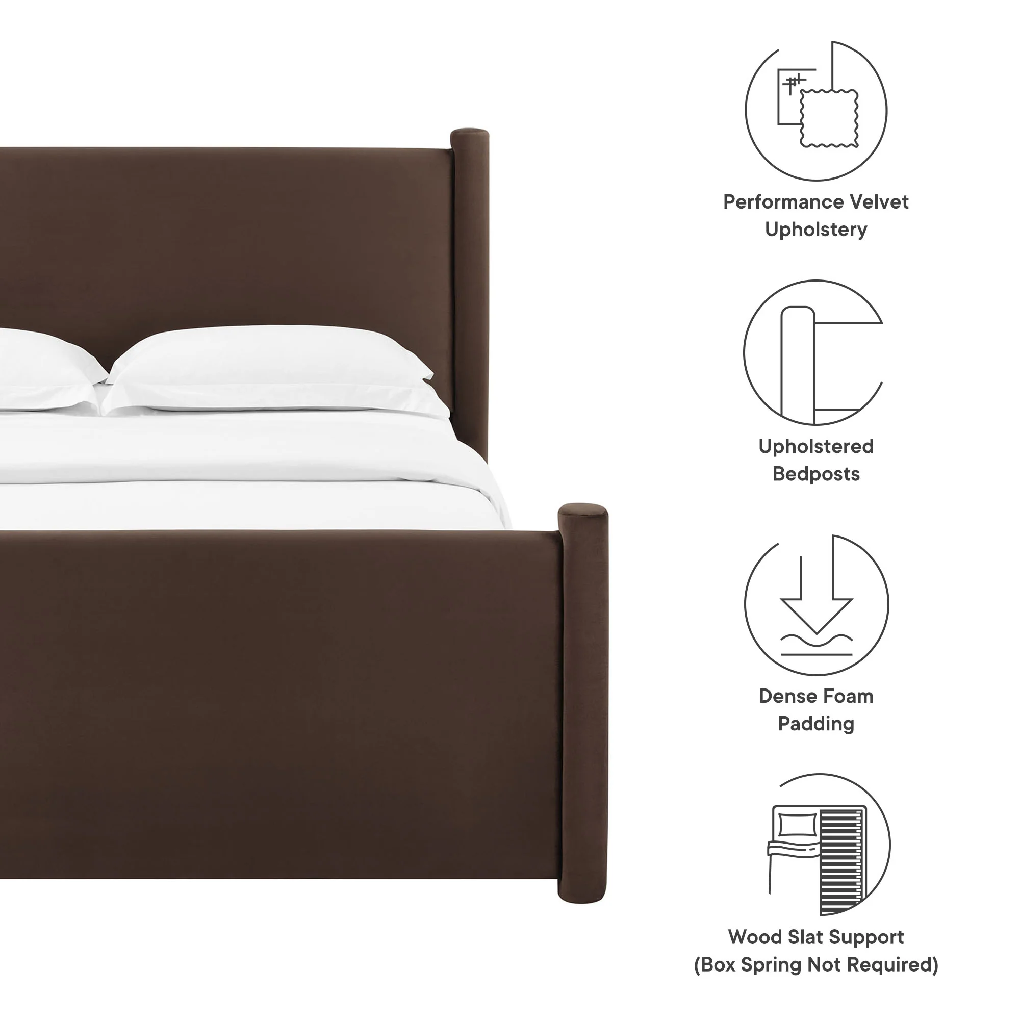 Rael Performance Velvet Queen Platform Bed by Modway - Image 17
