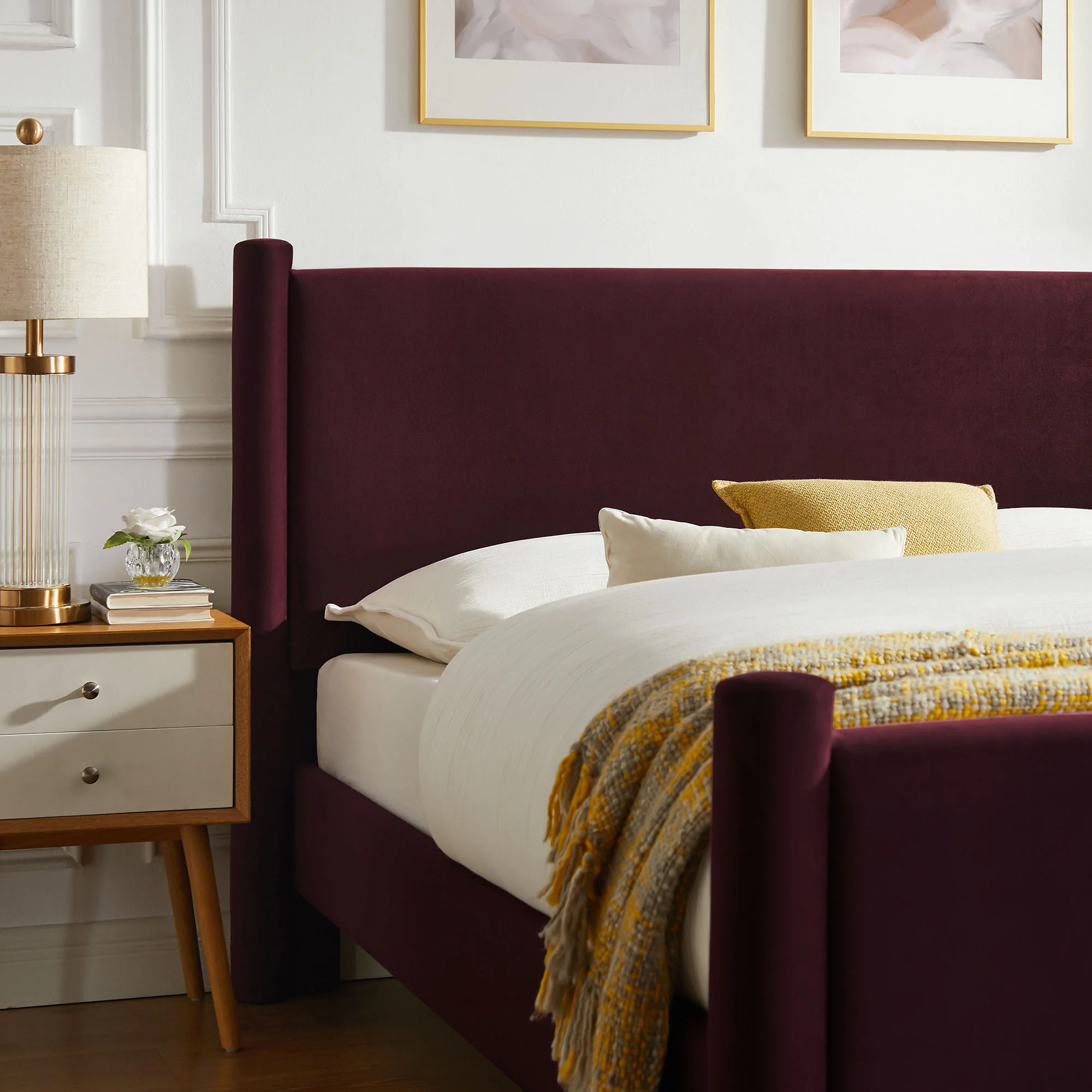 Rael Performance Velvet Queen Platform Bed by Modway - Image 24