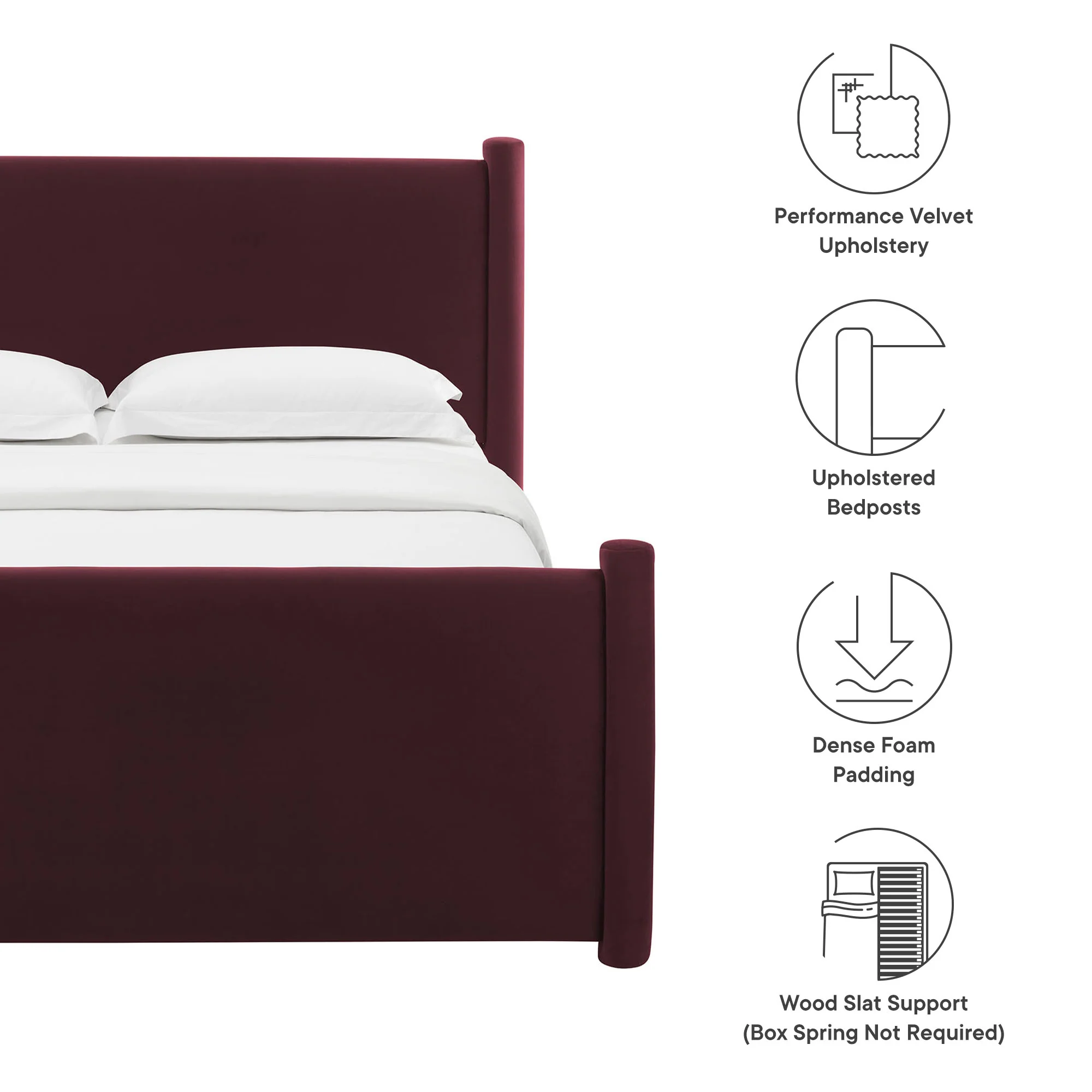 Rael Performance Velvet Queen Platform Bed by Modway - Image 26