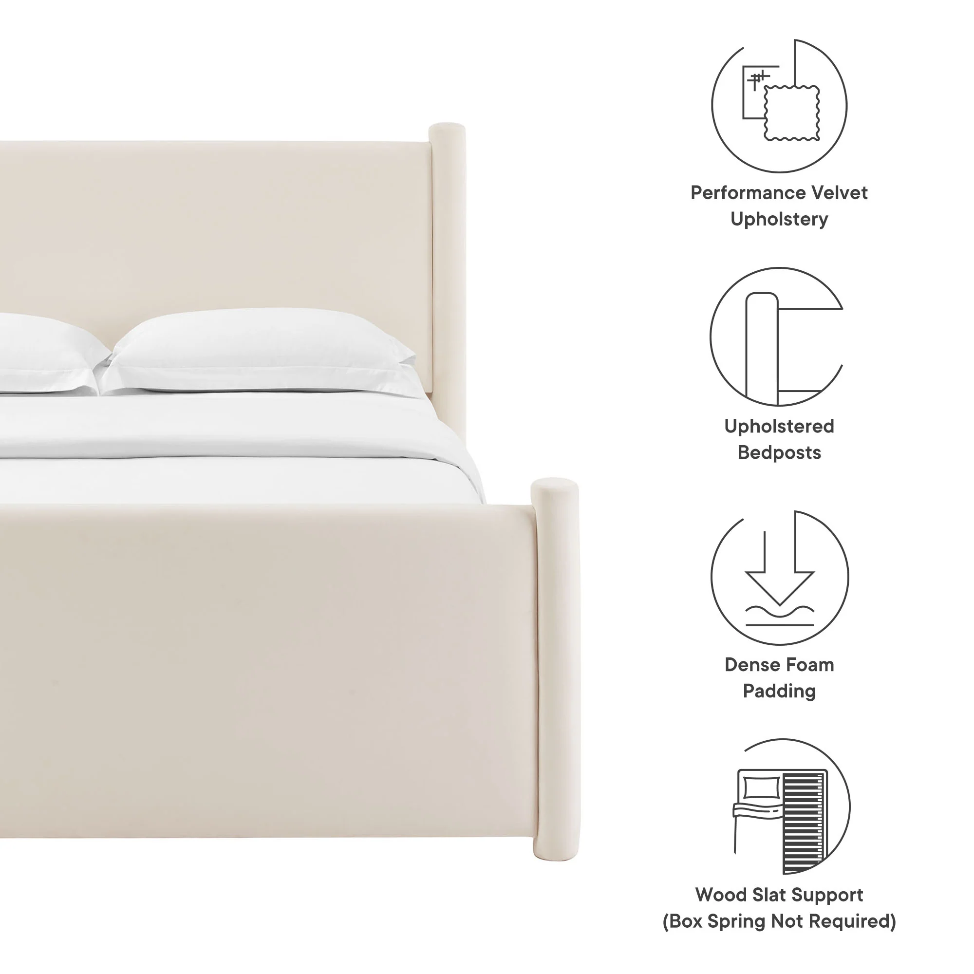 Rael Performance Velvet Queen Platform Bed by Modway - Image 8