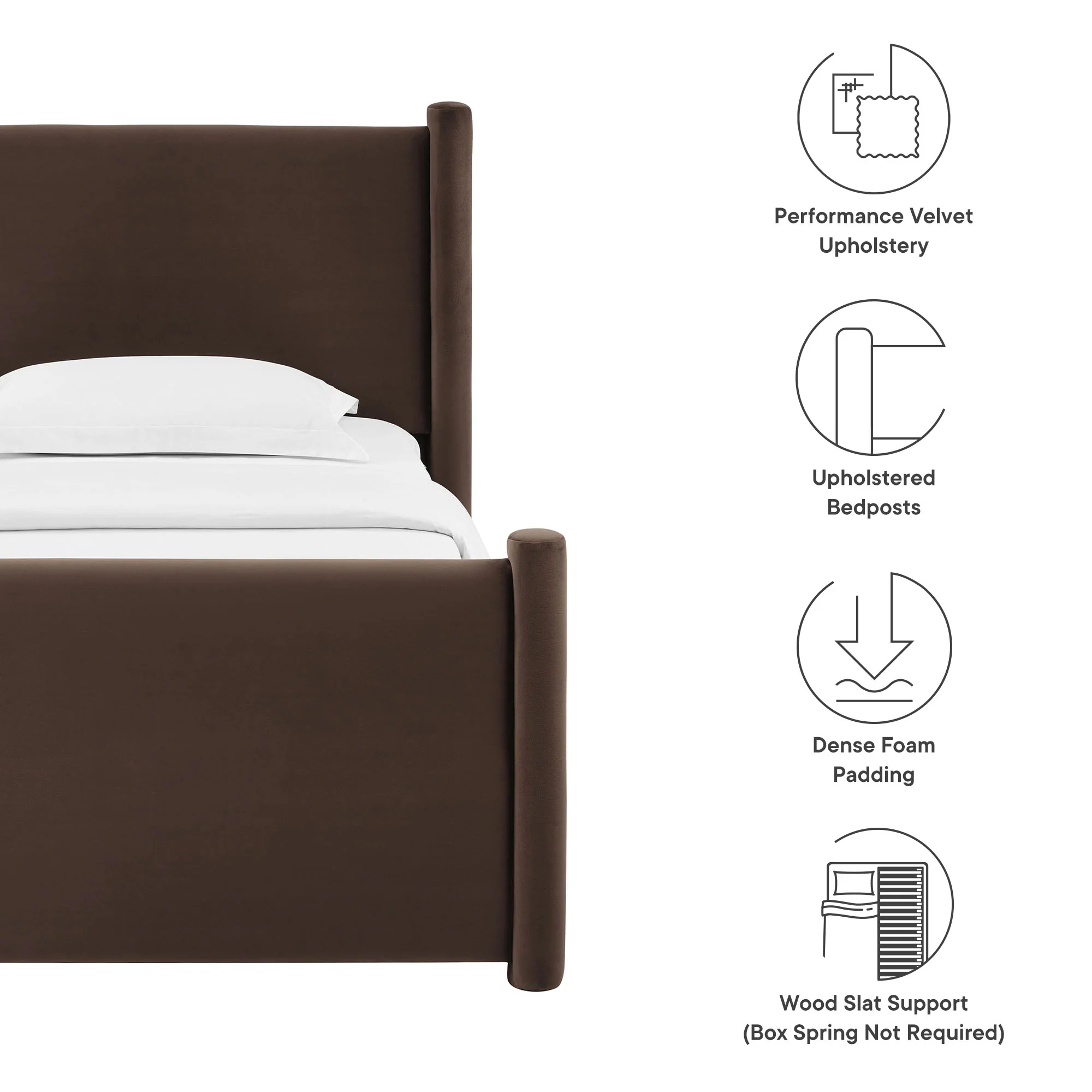 Rael Performance Velvet Twin Platform Bed by Modway - Image 17