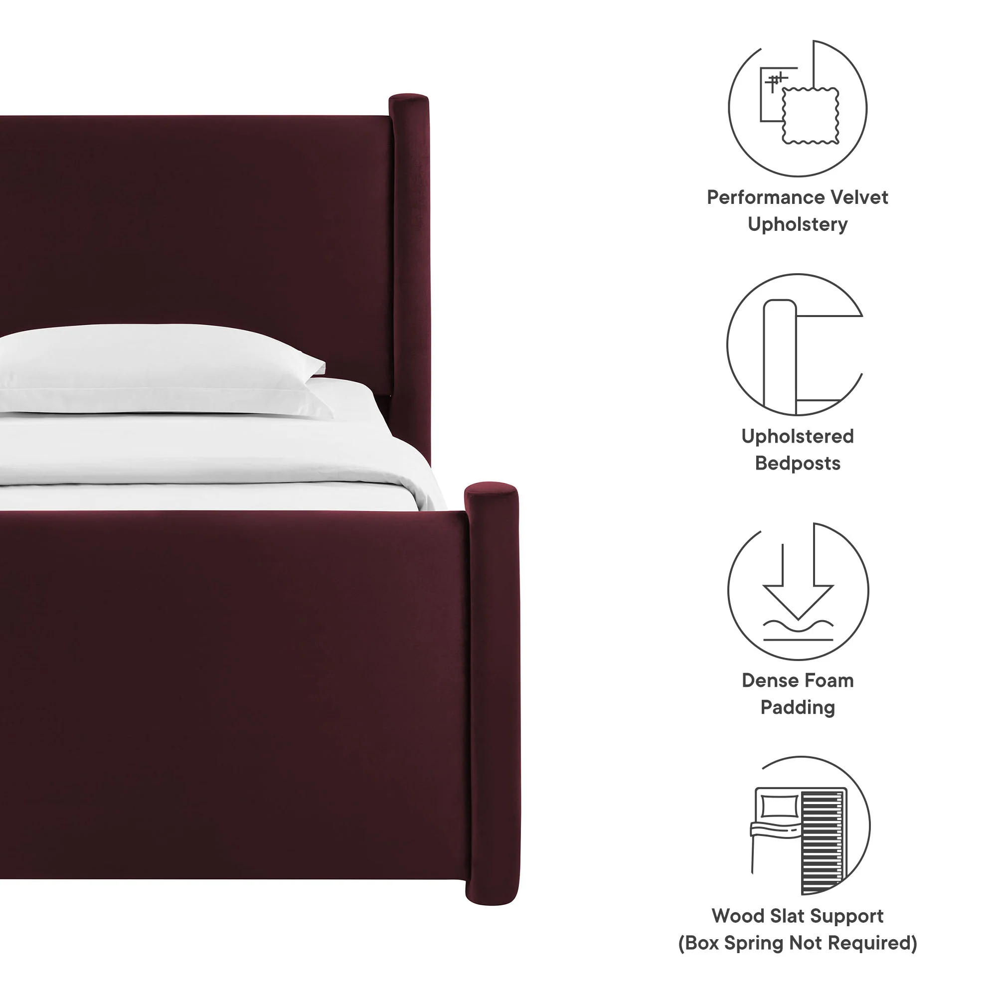 Rael Performance Velvet Twin Platform Bed by Modway - Image 26