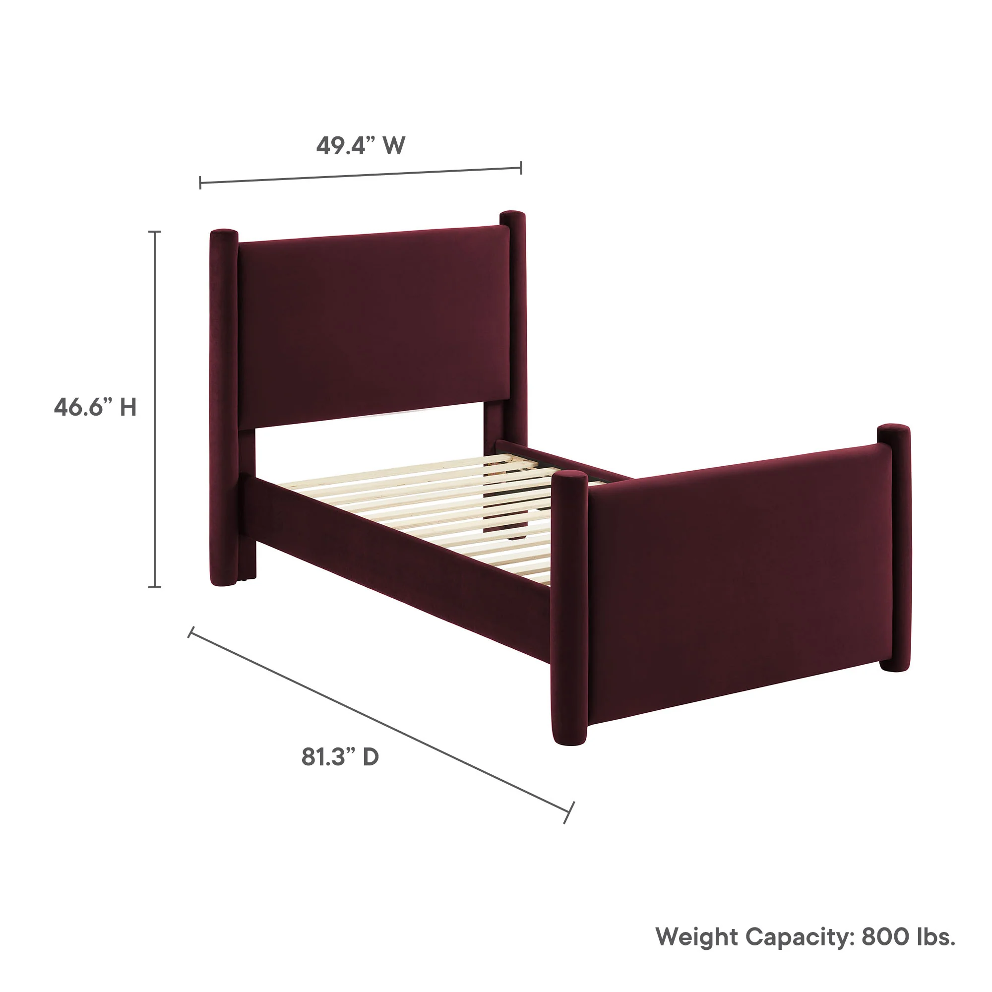 Rael Performance Velvet Twin Platform Bed by Modway - Image 27