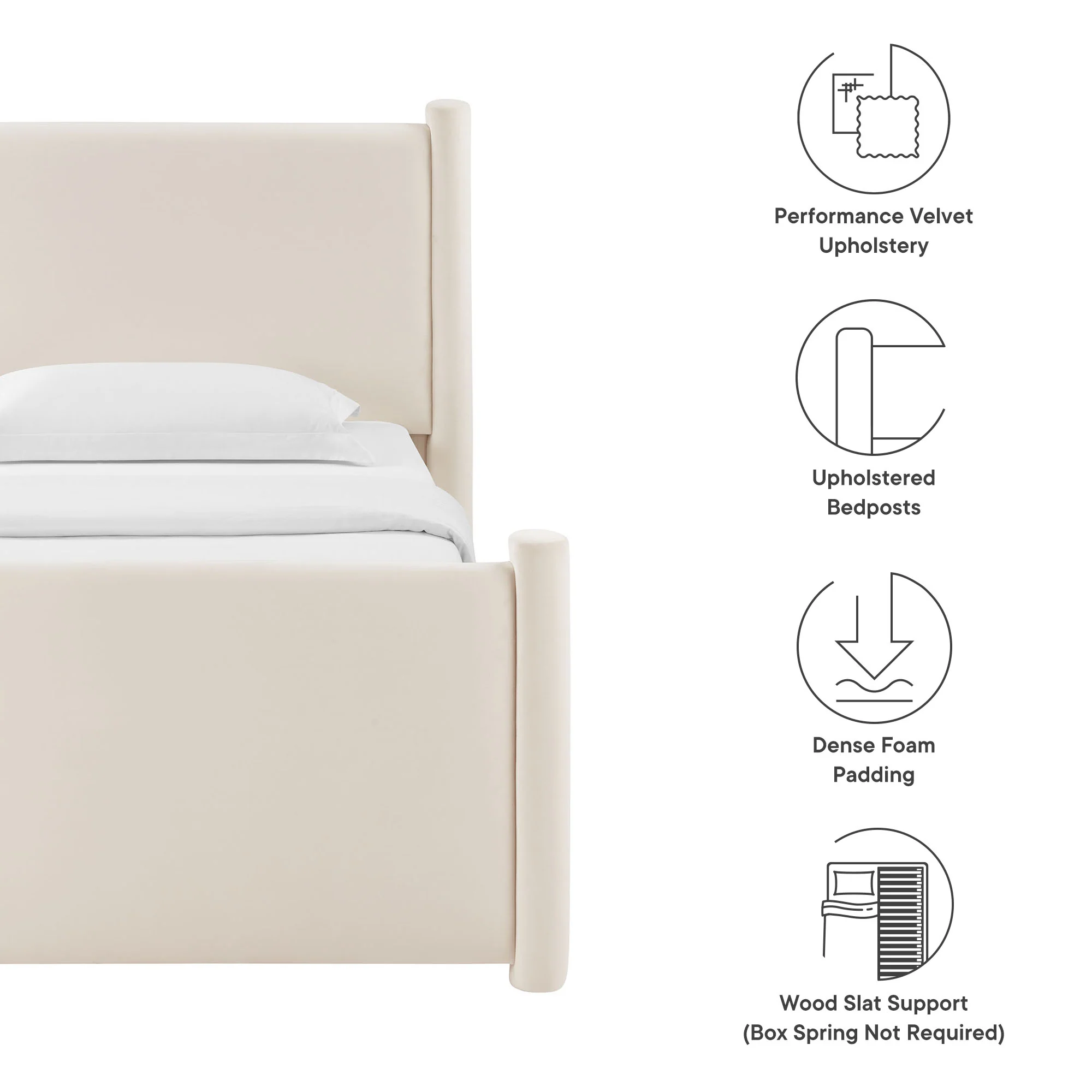 Rael Performance Velvet Twin Platform Bed by Modway - Image 8