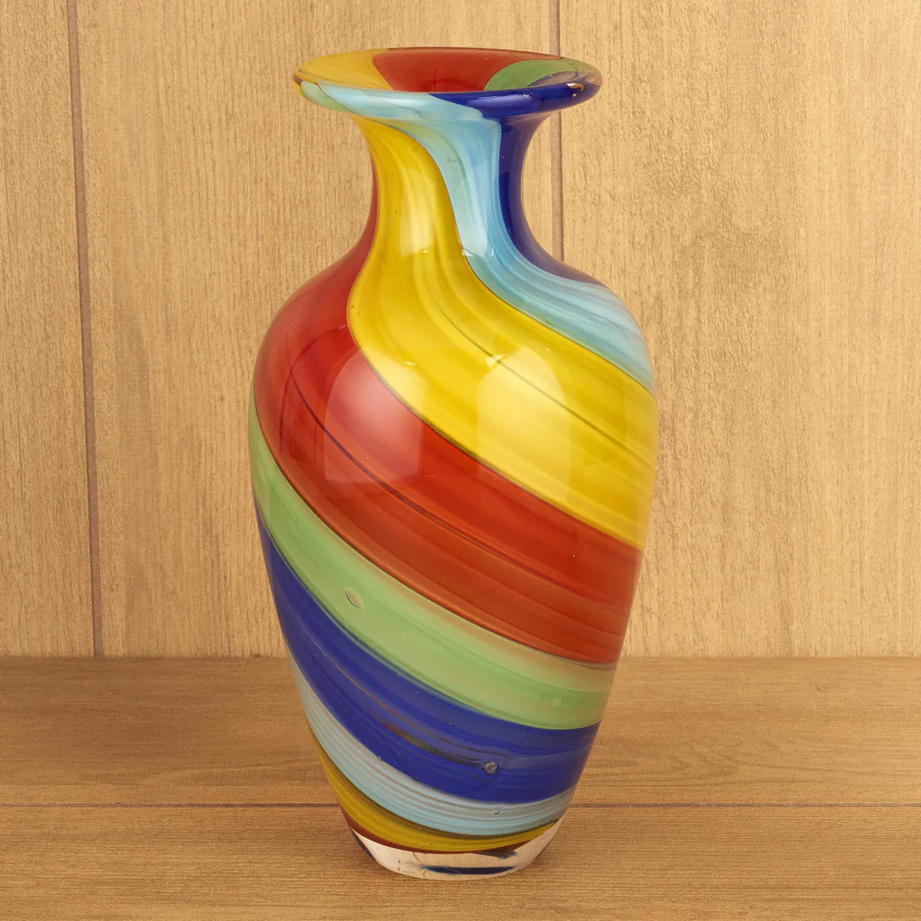 Rainbow Murano Glass Abstract Round Table Vase By Homeroots - Image 4