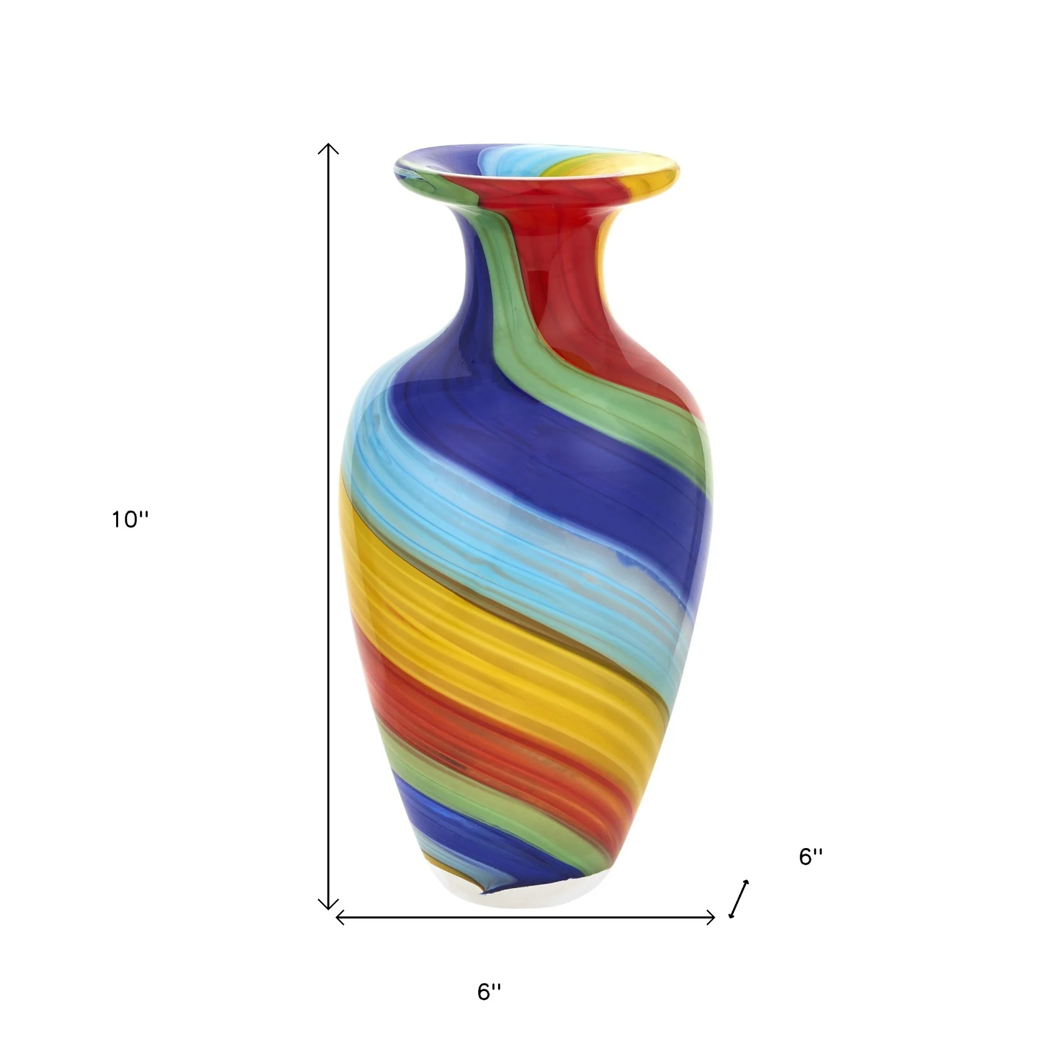 Rainbow Murano Glass Abstract Round Table Vase By Homeroots - Image 5