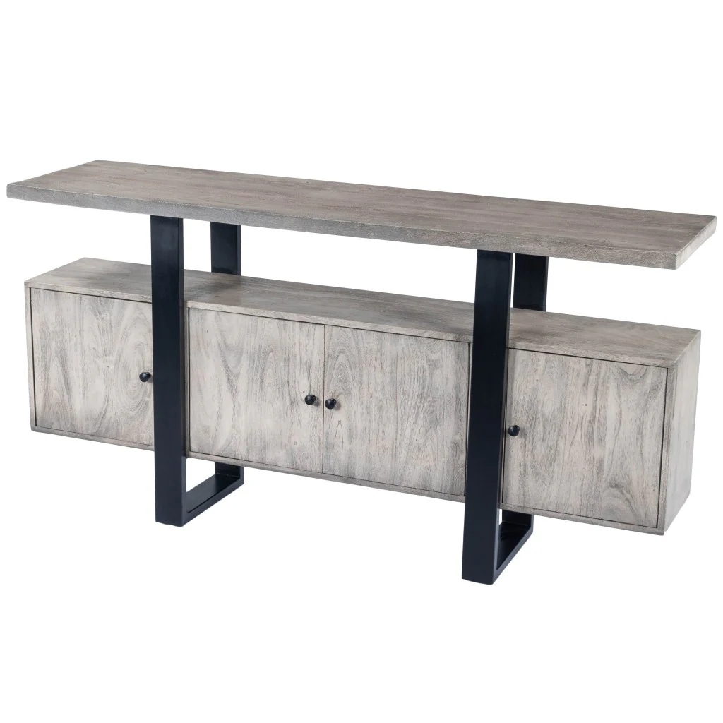 Raitis Gray Wood & Metal Sideboard By Homeroots - Image 2
