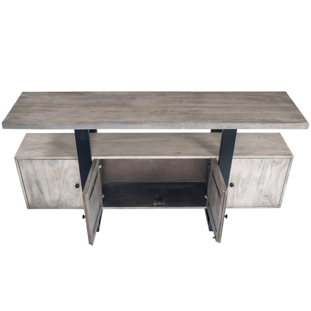 Raitis Gray Wood & Metal Sideboard By Homeroots - Image 7