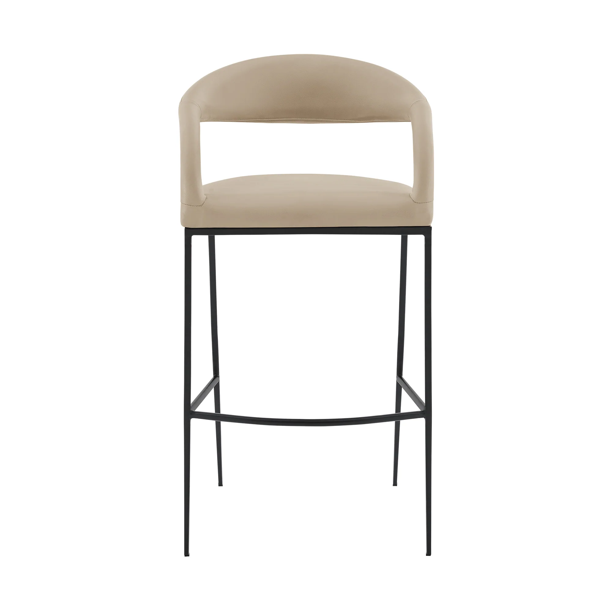 Ramona 26" Counter Stool with Matte Black Iron and Beige Faux Leather By Armen Living - Image 3