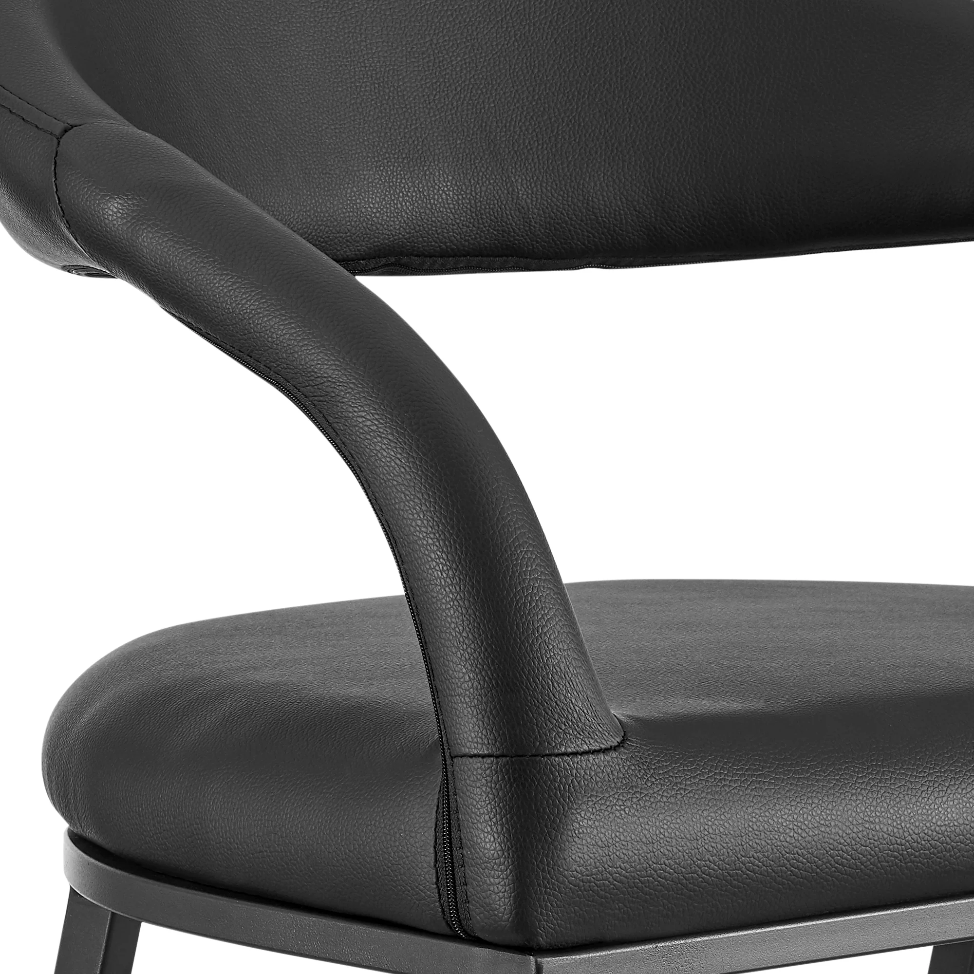 Ramona 26" Counter Stool with Matte Black Iron and Black Faux Leather By Armen Living - Image 7