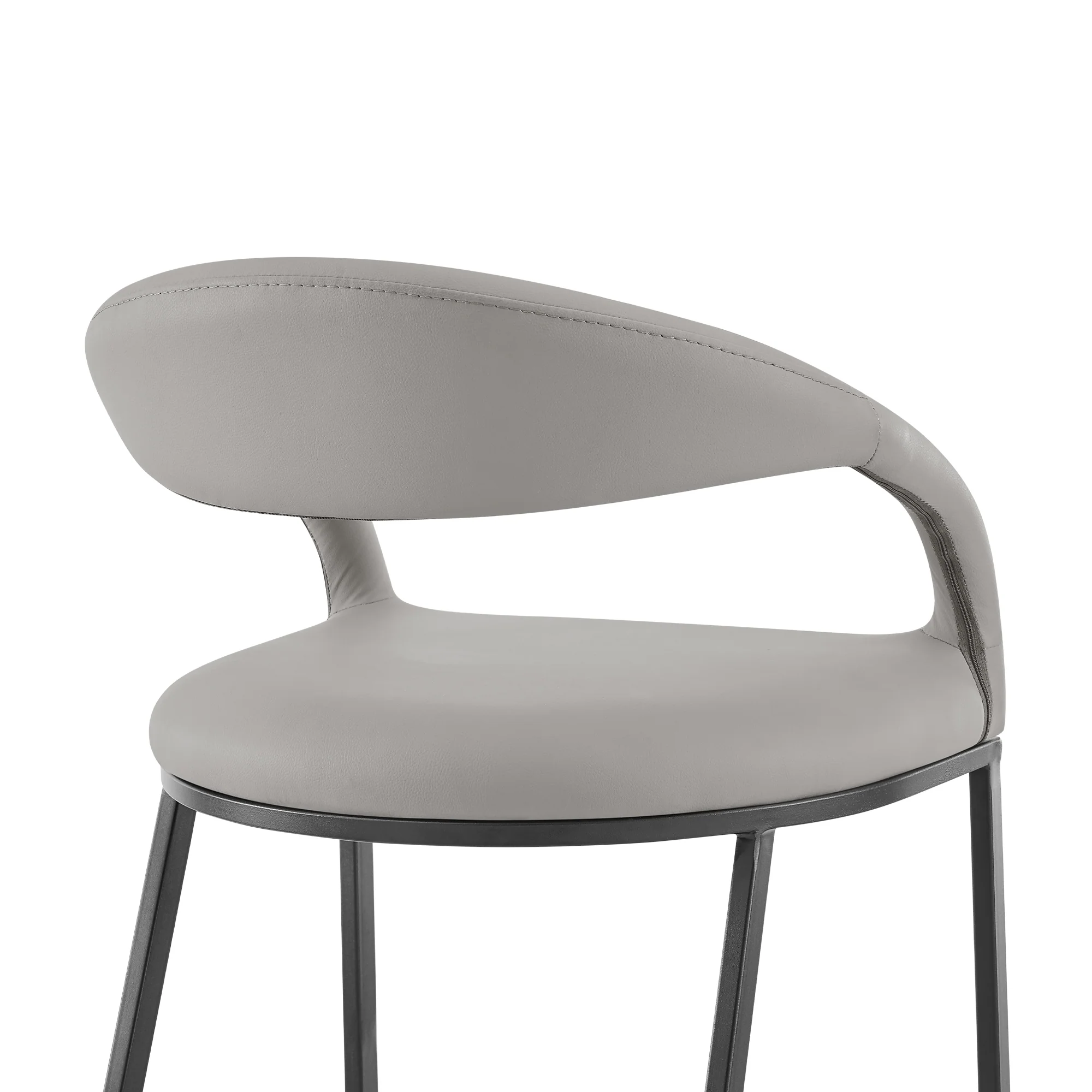 Ramona 26" Counter Stool with Matte Black Iron and Light Gray Leather By Armen Living - Image 6