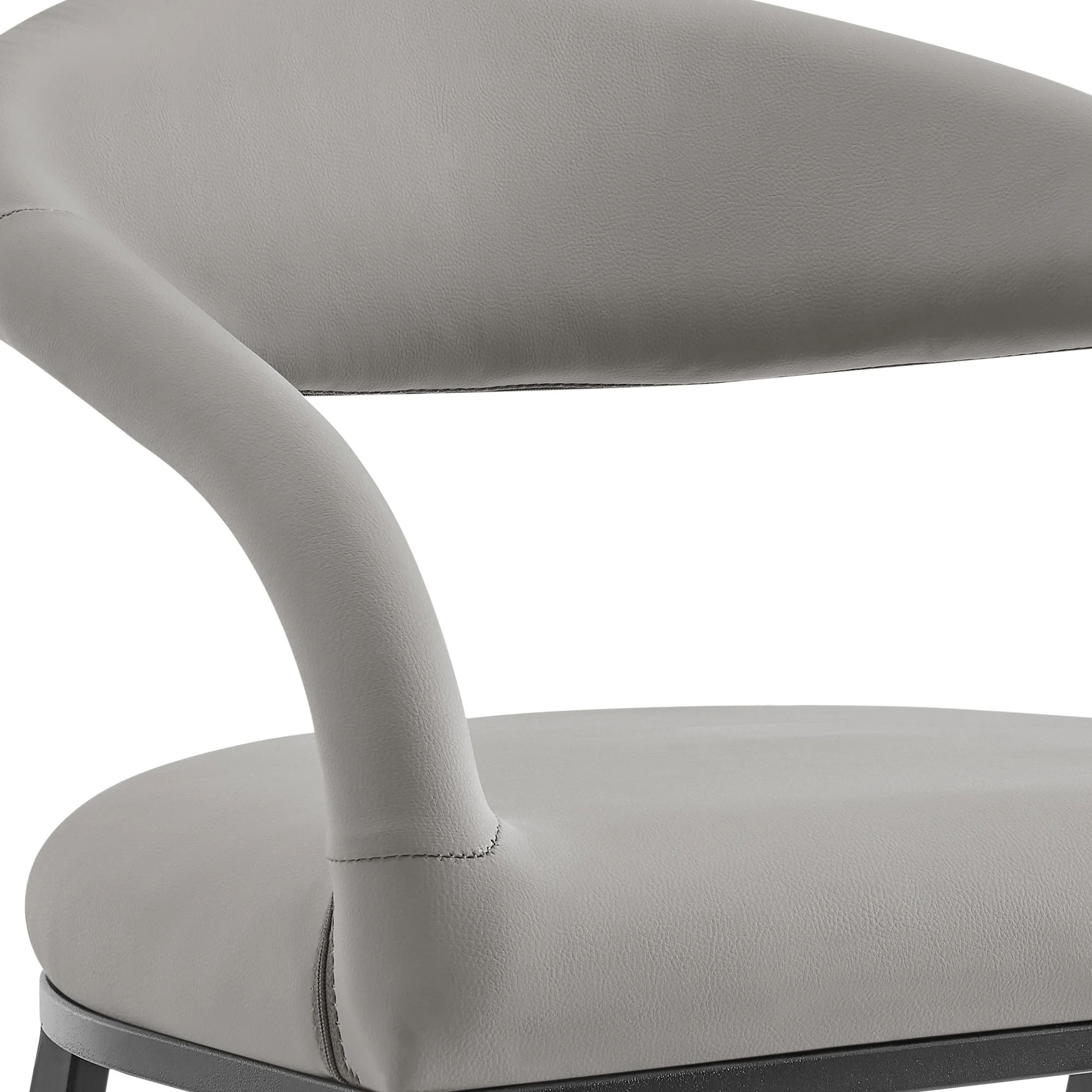 Ramona 26" Counter Stool with Matte Black Iron and Light Gray Leather By Armen Living - Image 7