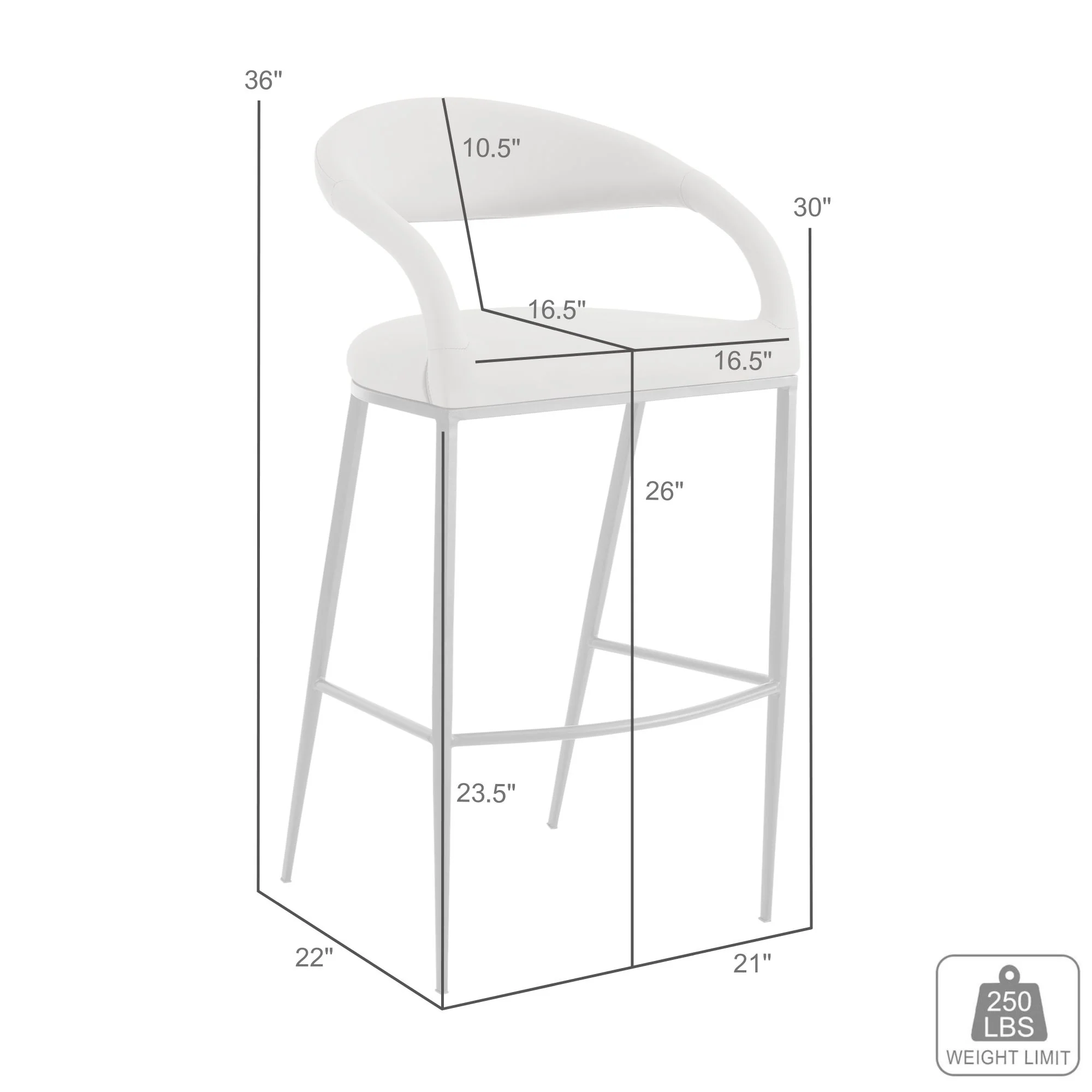 Ramona 26" Counter Stool with Matte Black Iron and Light Gray Leather By Armen Living - Image 9