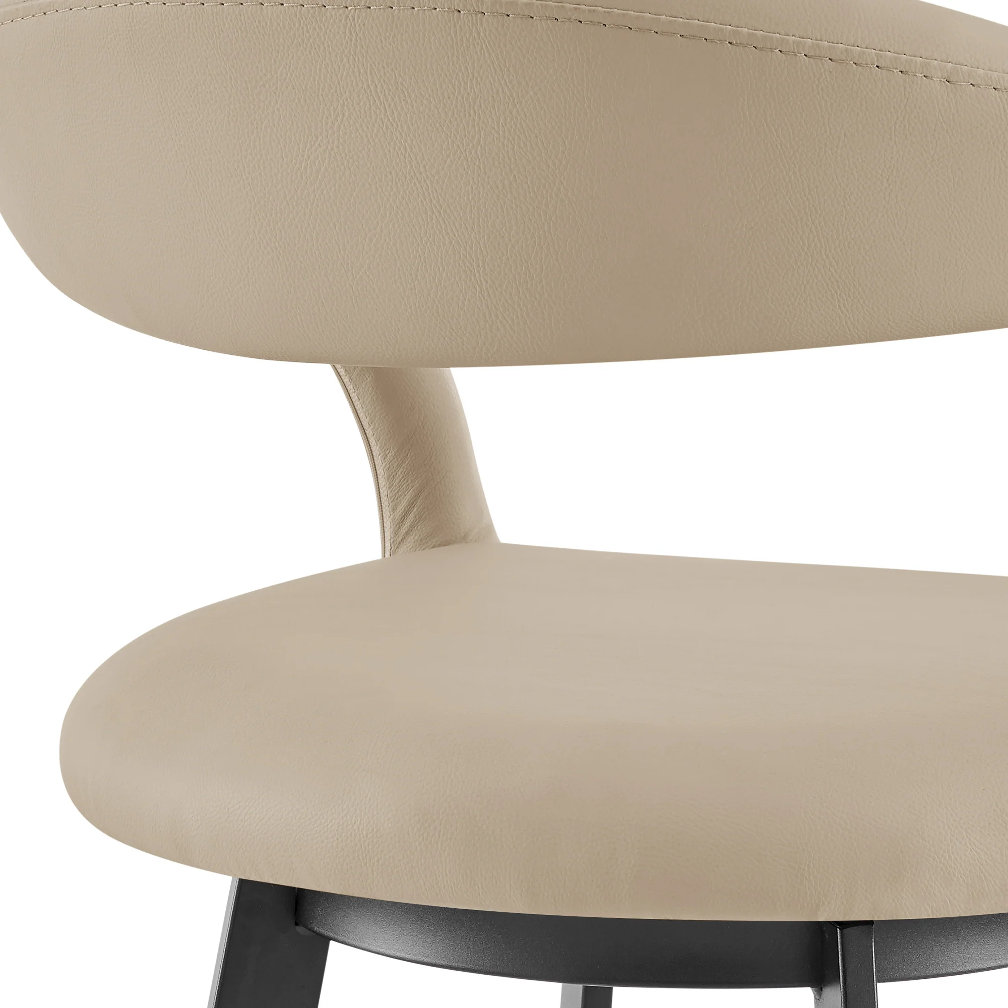 Ramona 26" Swivel Counter Stool with Matte Black Iron and Beige Faux Leather By Armen Living - Image 10