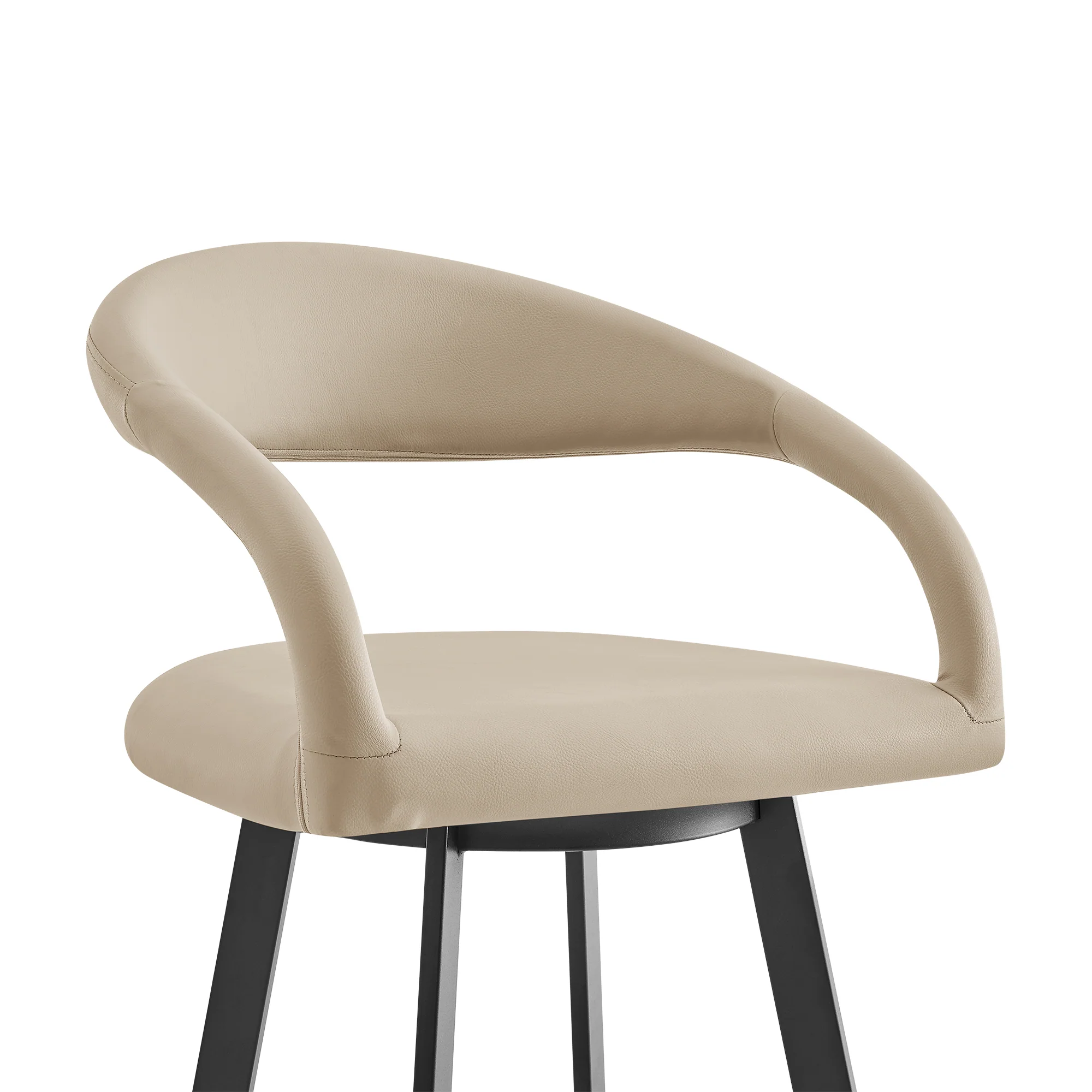 Ramona 26" Swivel Counter Stool with Matte Black Iron and Beige Faux Leather By Armen Living - Image 5