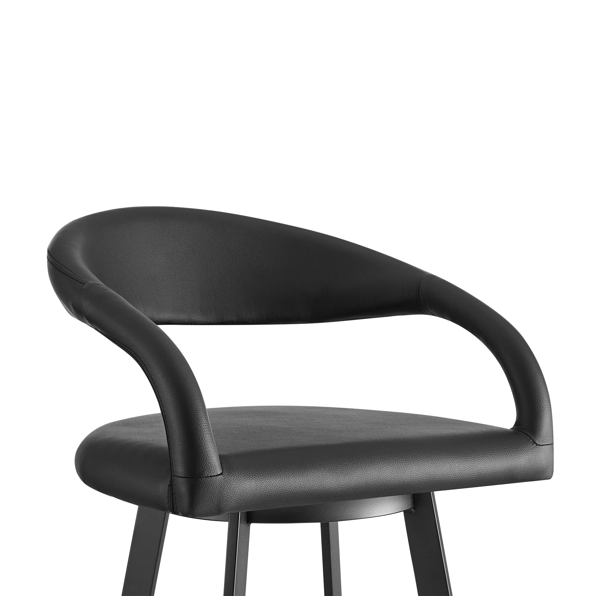 Ramona 26" Swivel Counter Stool with Matte Black Iron and Black Faux Leather By Armen Living - Image 5