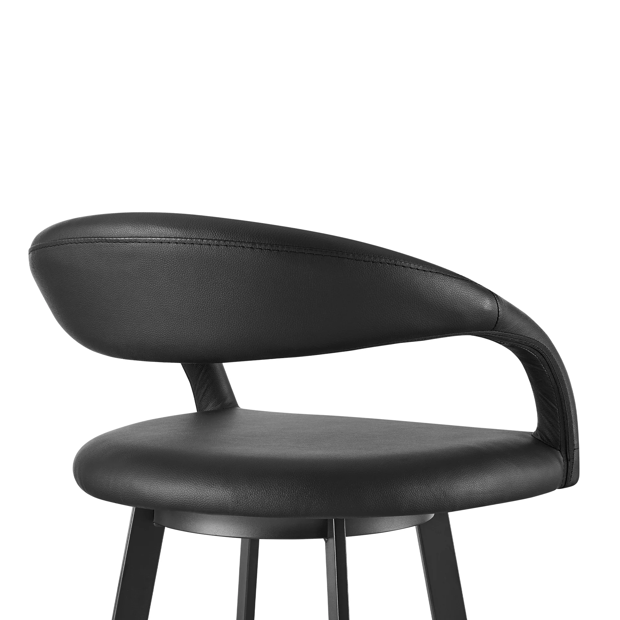 Ramona 26" Swivel Counter Stool with Matte Black Iron and Black Faux Leather By Armen Living - Image 6