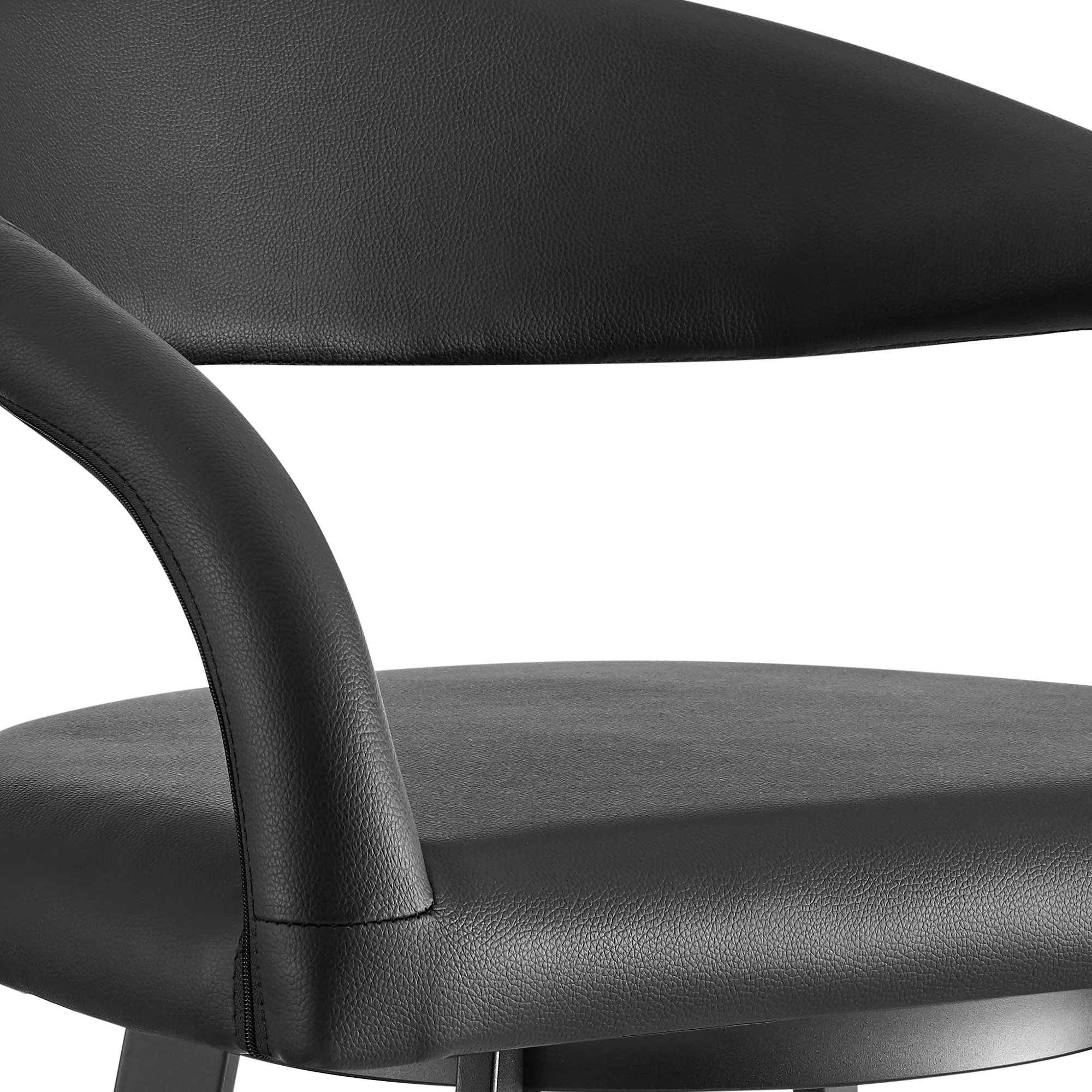 Ramona 26" Swivel Counter Stool with Matte Black Iron and Black Faux Leather By Armen Living - Image 7