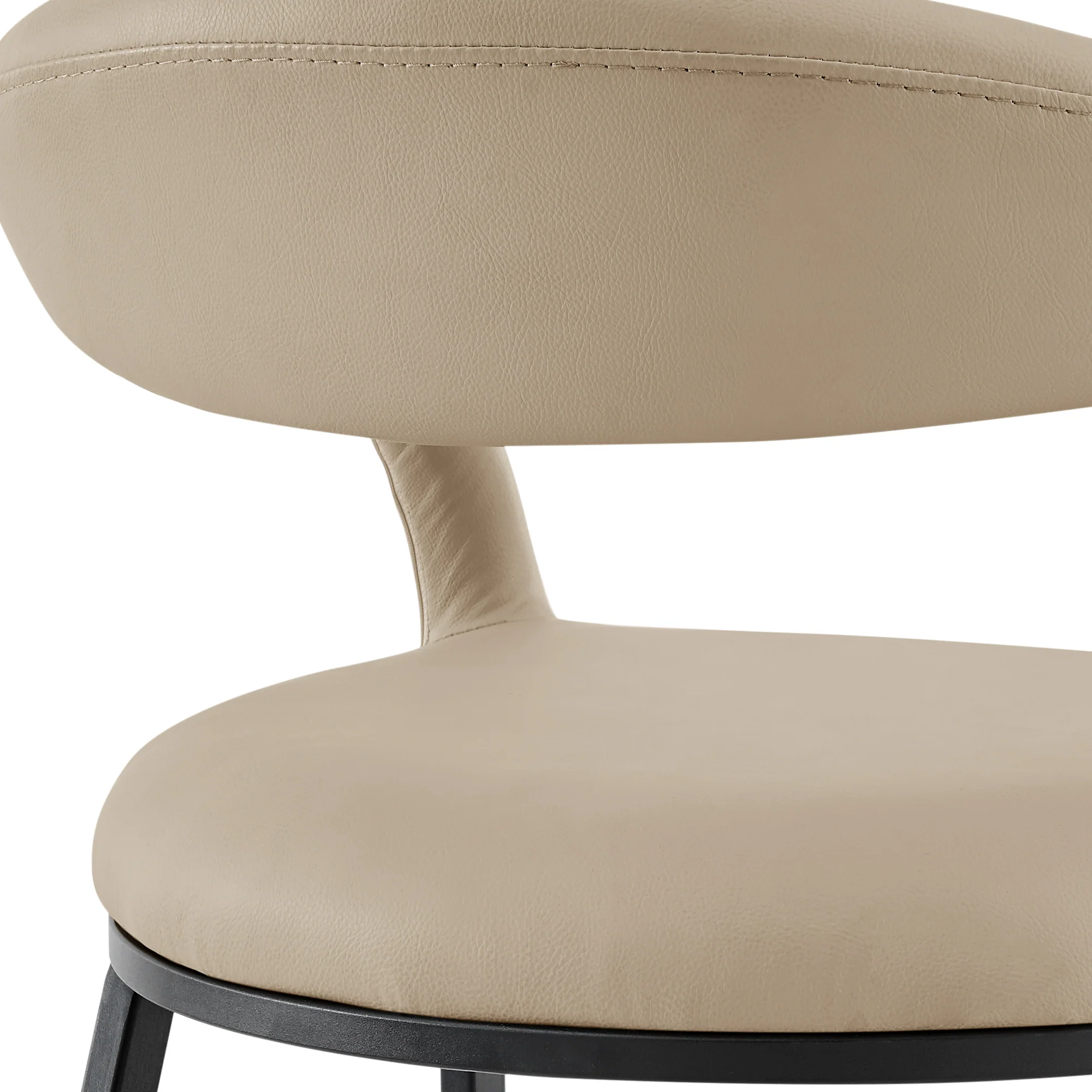 Ramona 30" Bar Stool with Matte Black Iron and Beige Faux Leather By Armen Living - Image 10