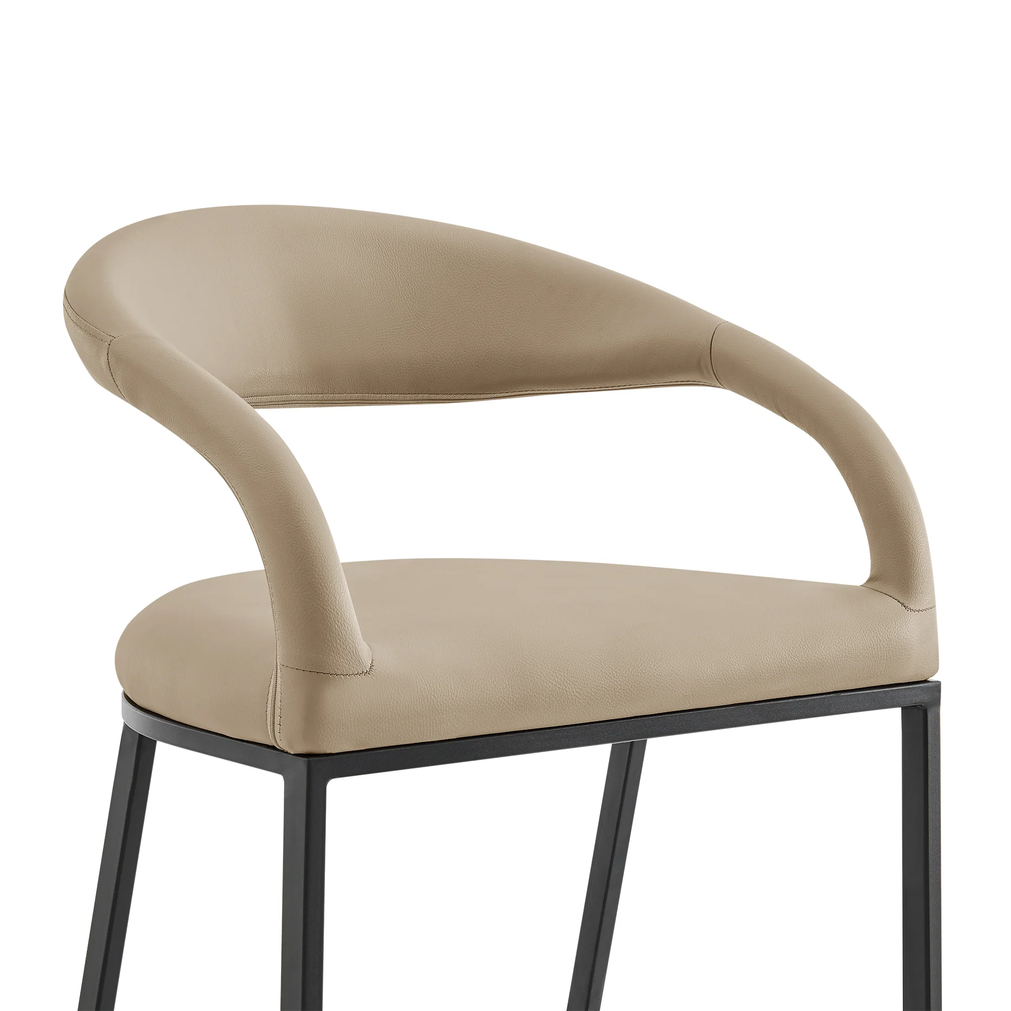 Ramona 30" Bar Stool with Matte Black Iron and Beige Faux Leather By Armen Living - Image 5