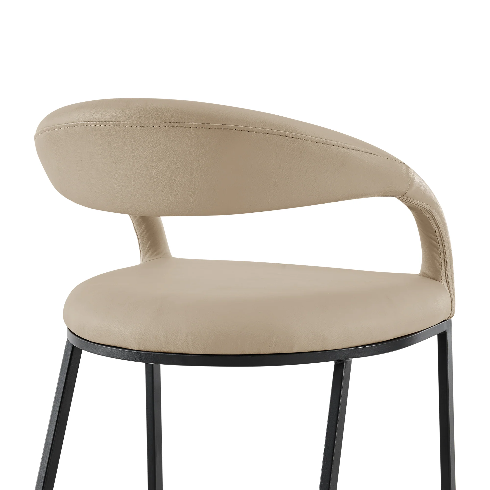 Ramona 30" Bar Stool with Matte Black Iron and Beige Faux Leather By Armen Living - Image 6