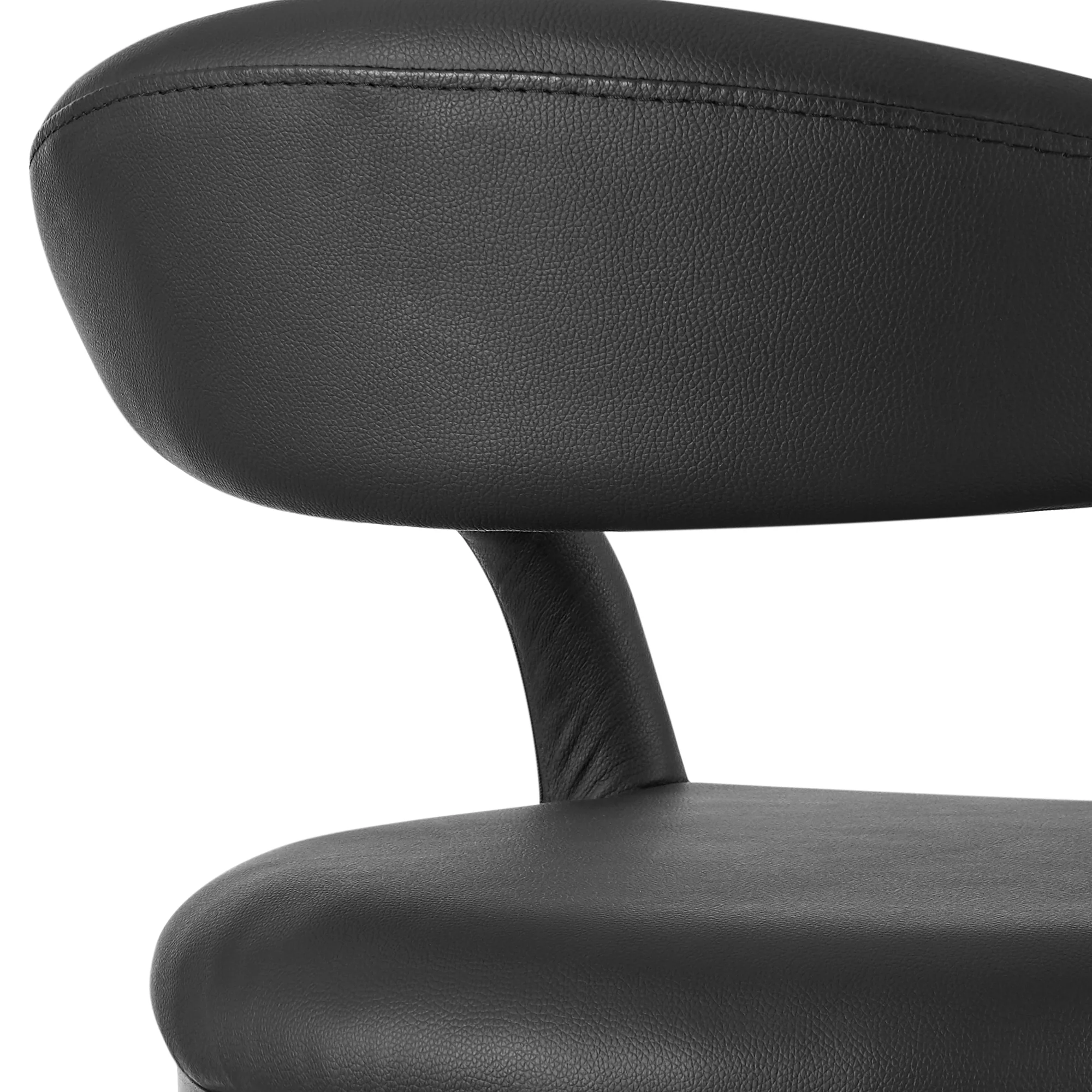 Ramona 30" Bar Stool with Matte Black Iron and Black Faux Leather By Armen Living - Image 10
