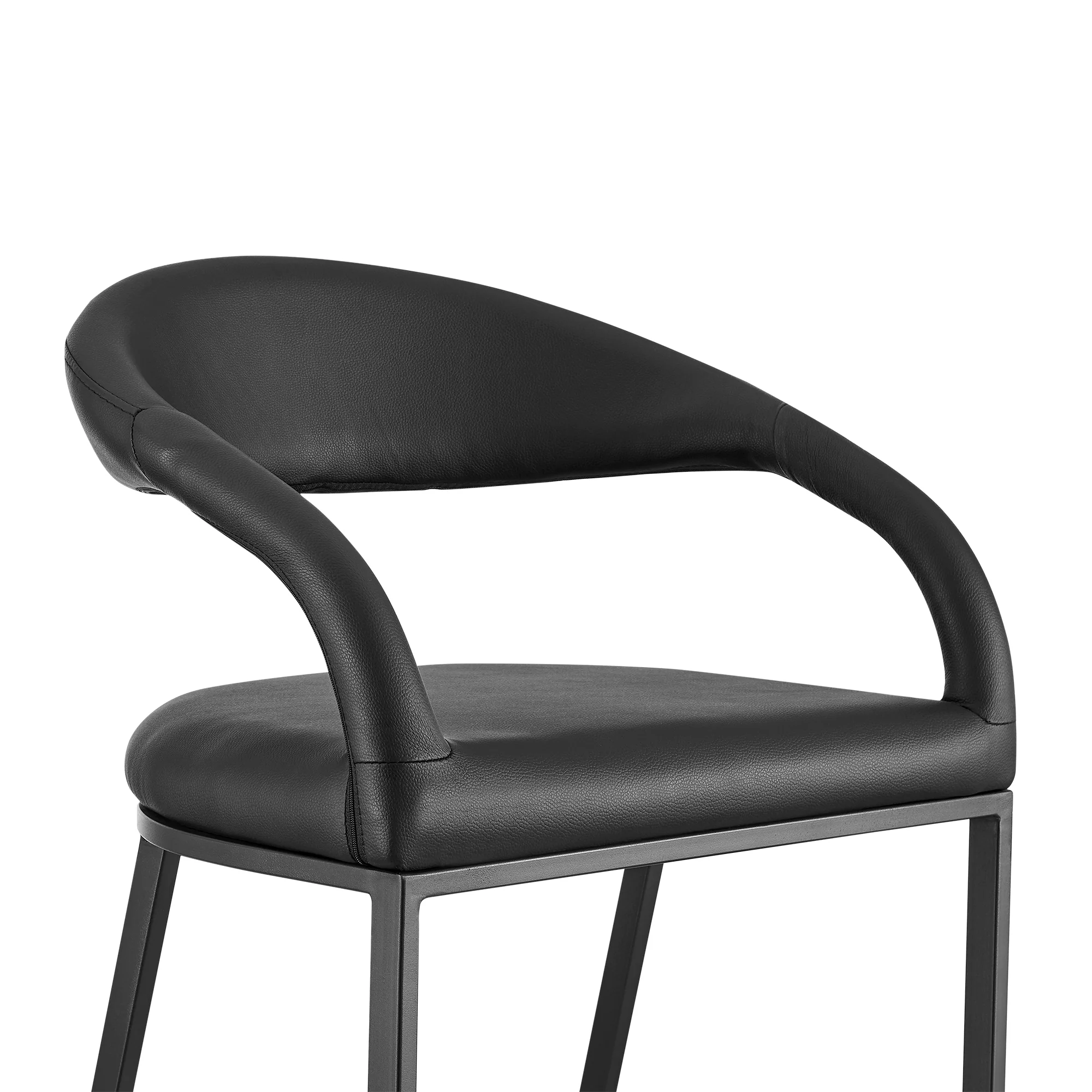 Ramona 30" Bar Stool with Matte Black Iron and Black Faux Leather By Armen Living - Image 5