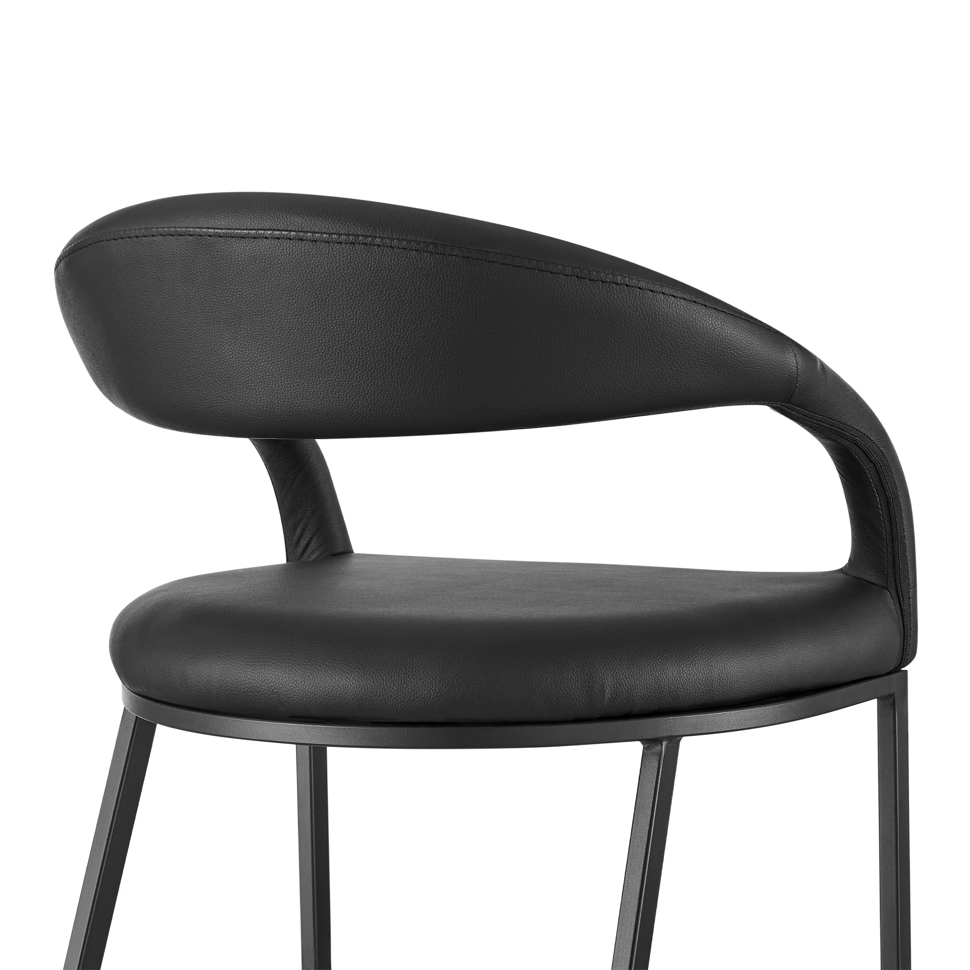 Ramona 30" Bar Stool with Matte Black Iron and Black Faux Leather By Armen Living - Image 6
