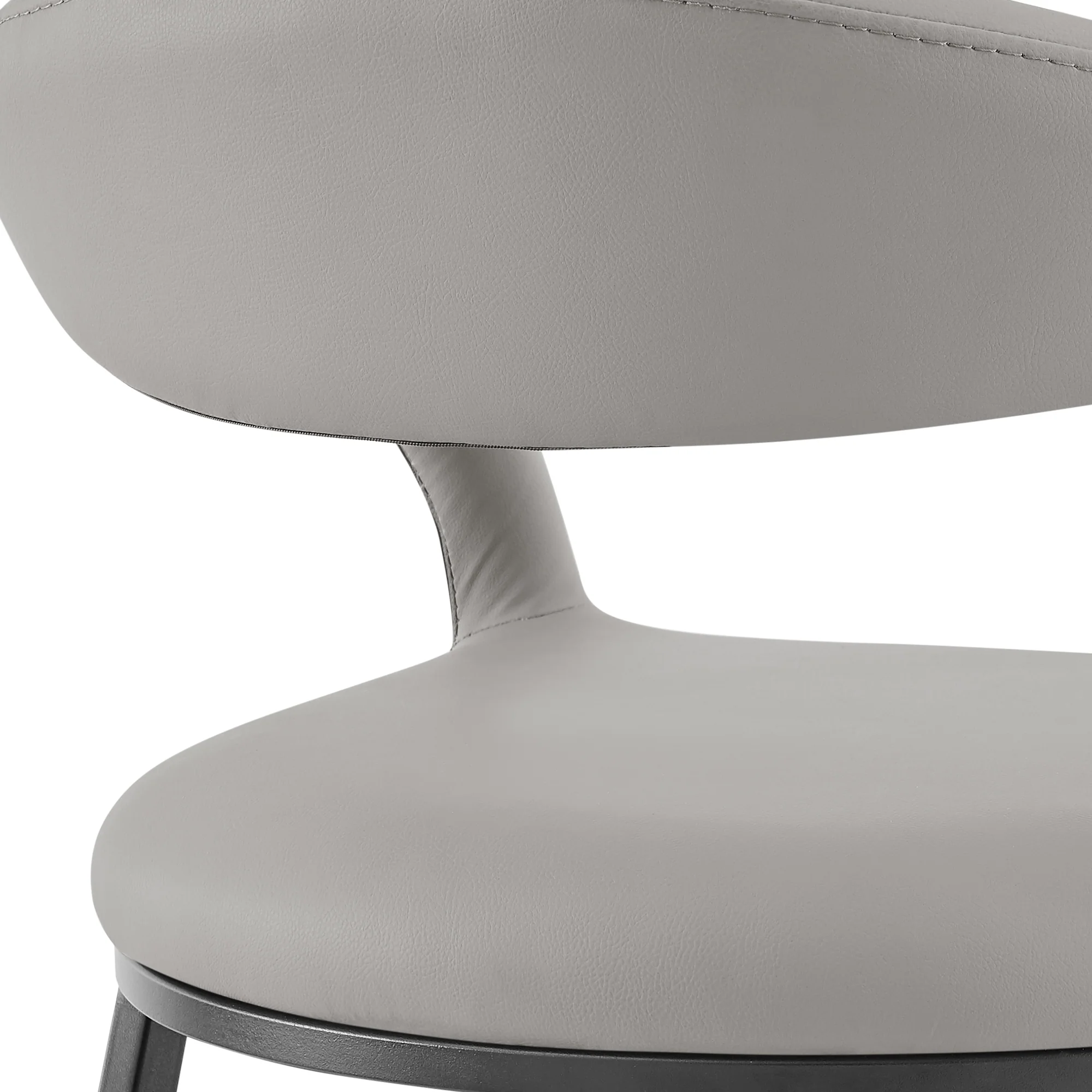 Ramona 30" Bar Stool with Matte Black Iron and Light Gray Leather By Armen Living - Image 10