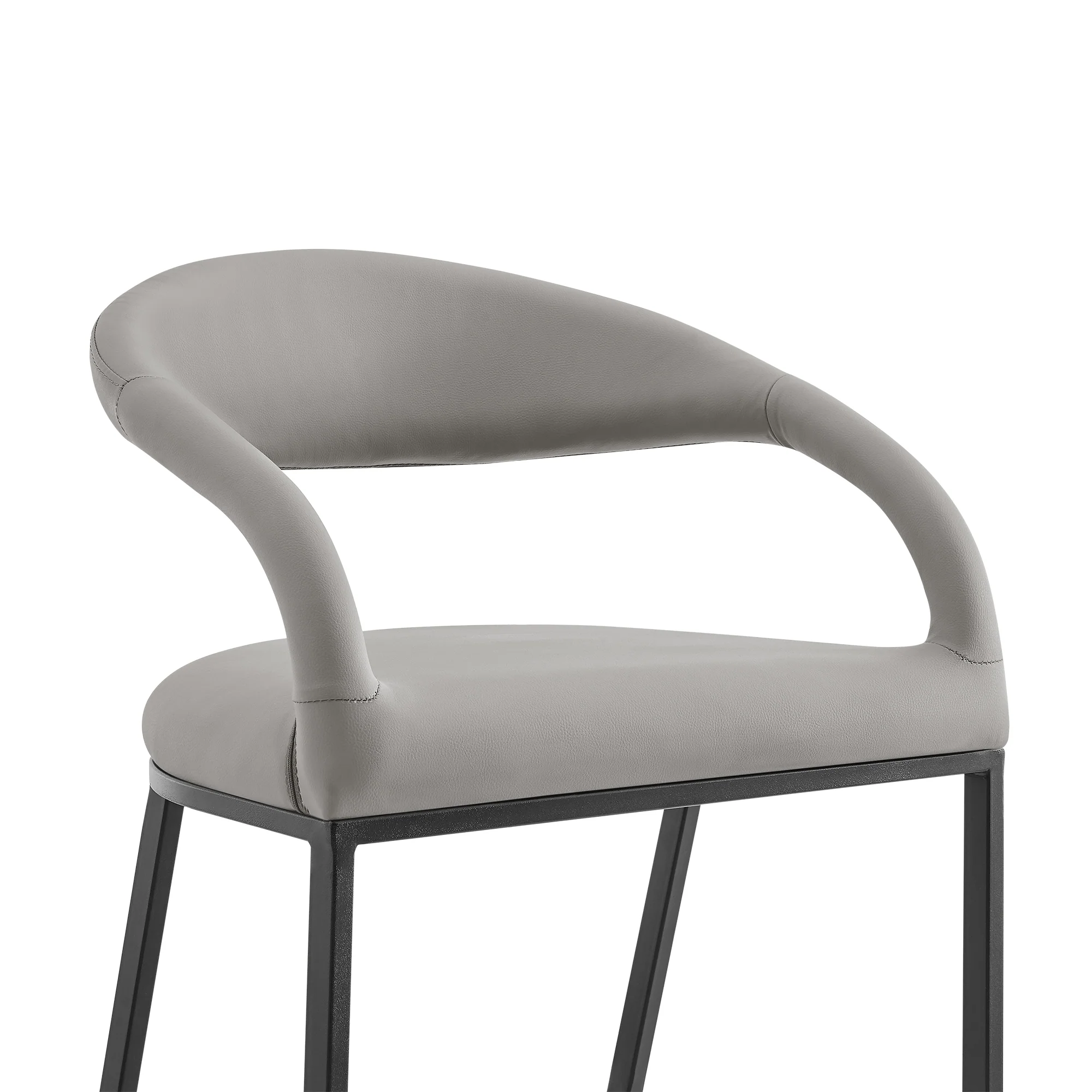 Ramona 30" Bar Stool with Matte Black Iron and Light Gray Leather By Armen Living - Image 5