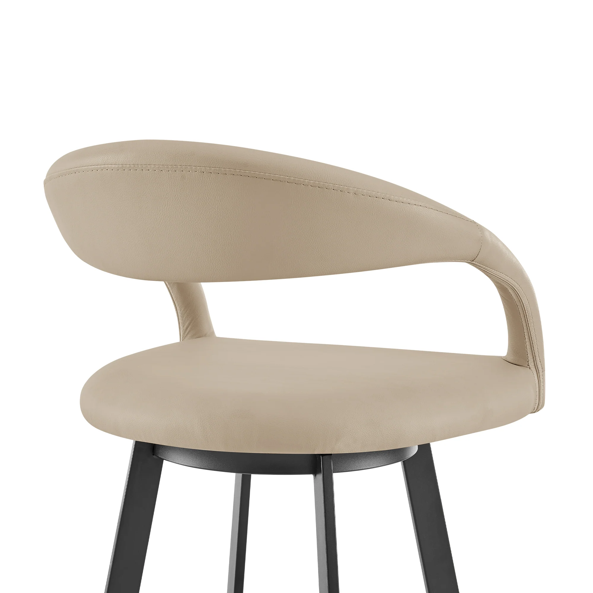 Ramona 30" Swivel Bar Stool with Matte Black Iron and Beige Faux Leather By Armen Living - Image 6