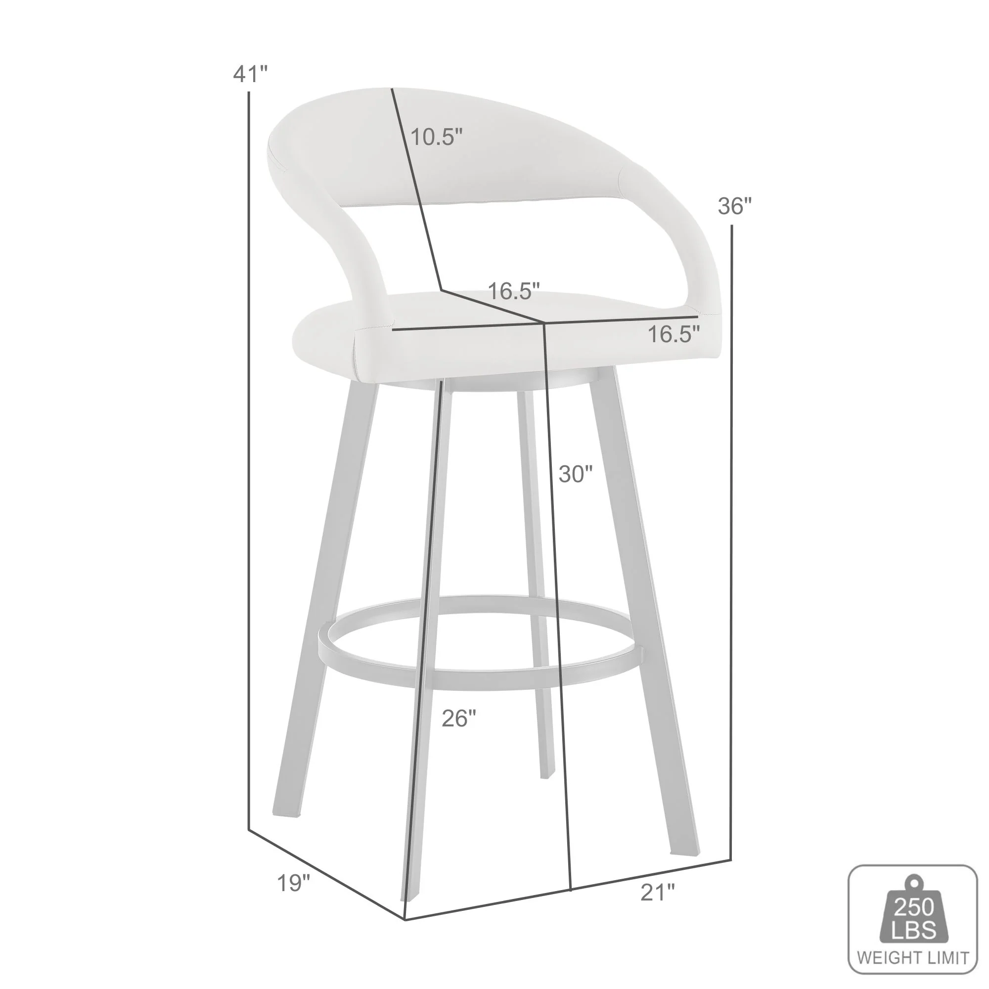Ramona 30" Swivel Bar Stool with Matte Black Iron and Beige Faux Leather By Armen Living - Image 9
