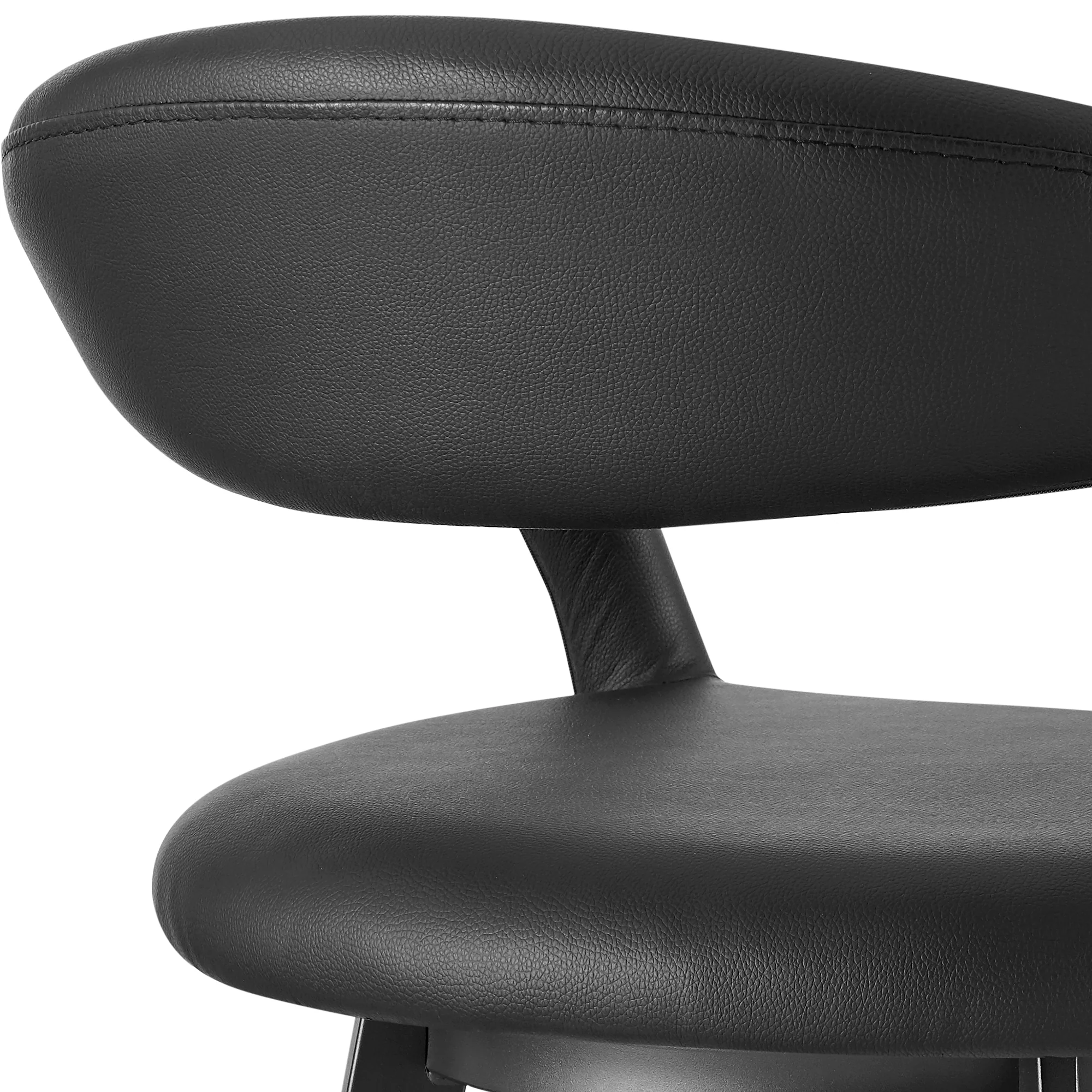 Ramona 30" Swivel Bar Stool with Matte Black Iron and Black Faux Leather By Armen Living - Image 10