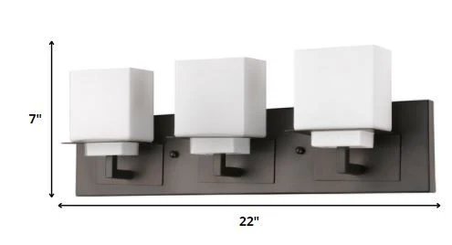 Rampart 3-Light Oil-Rubbed Bronze Vanity Light With Etched Glass Shades By Homeroots - Image 4