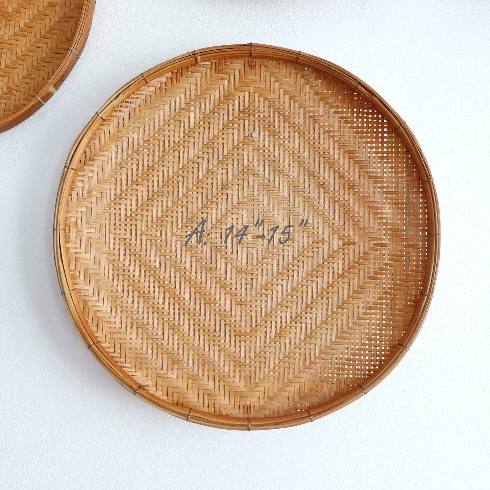 Ranoo - Round Bamboo Wall Plates (Set Of 3) 14 Inches And 9 Inches Baskets By Thaihome - Image 2