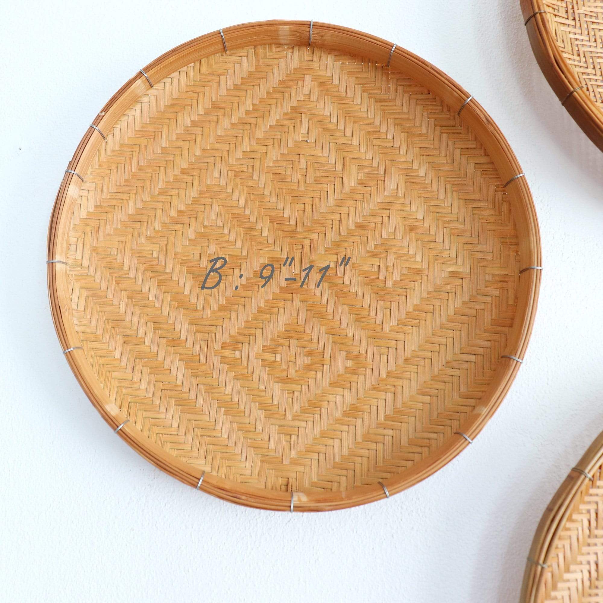 Ranoo - Round Bamboo Wall Plates (Set Of 3) 14 Inches And 9 Inches Baskets By Thaihome - Image 3