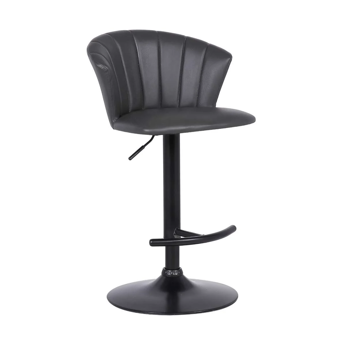 Raquel Adjustable Modern Gray Faux Leather Bar Stool By Armen Living - Image 2