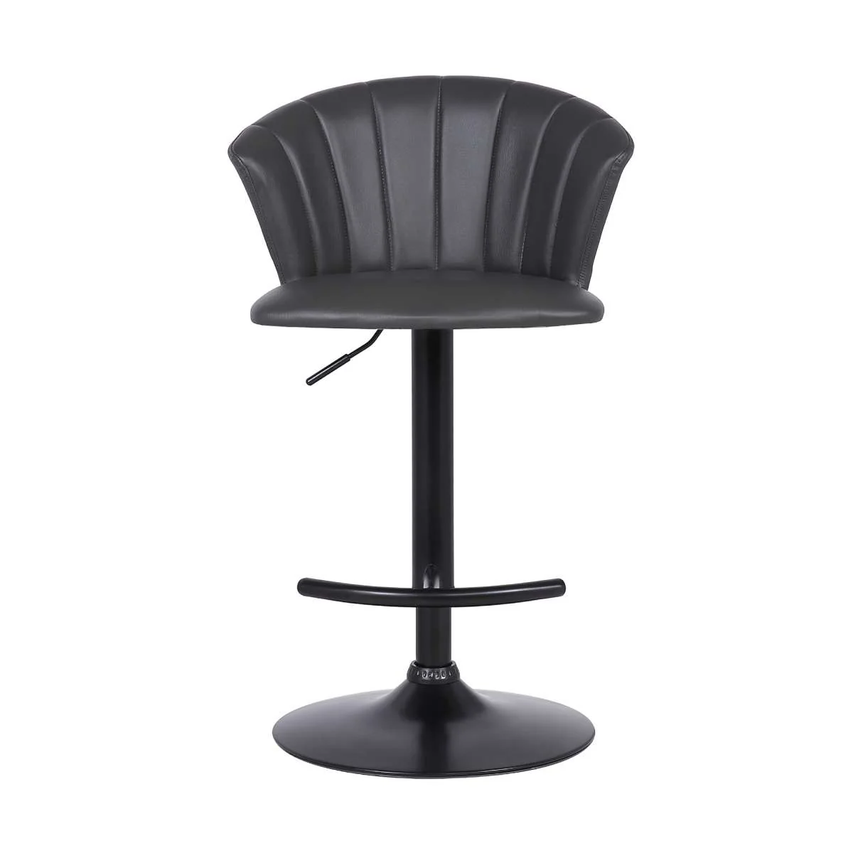 Raquel Adjustable Modern Gray Faux Leather Bar Stool By Armen Living - Image 3
