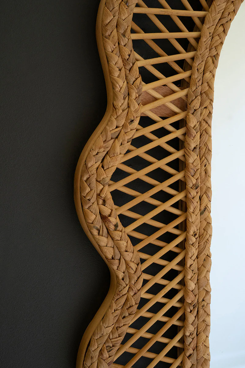 Rattan Squiggle Framed Oval Mirror By Kalalou - Image 2