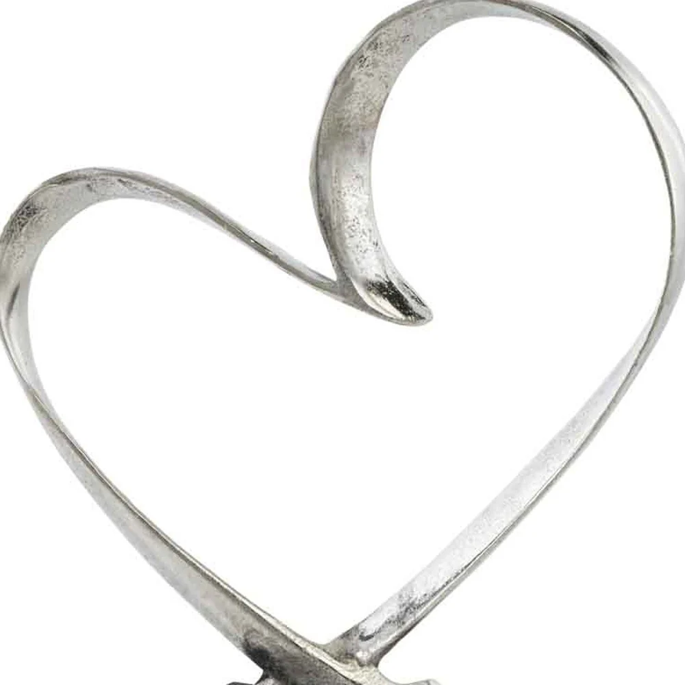 Raw Silver and Black Heart Sculpture By Homeroots - Image 4