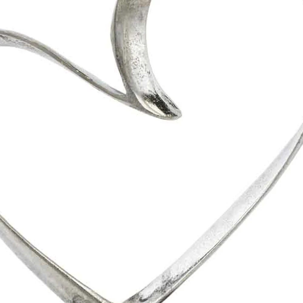Raw Silver and Black Heart Sculpture By Homeroots - Image 5