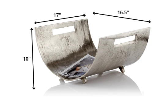 Raw Silver Magazine Basket By Homeroots - Image 2