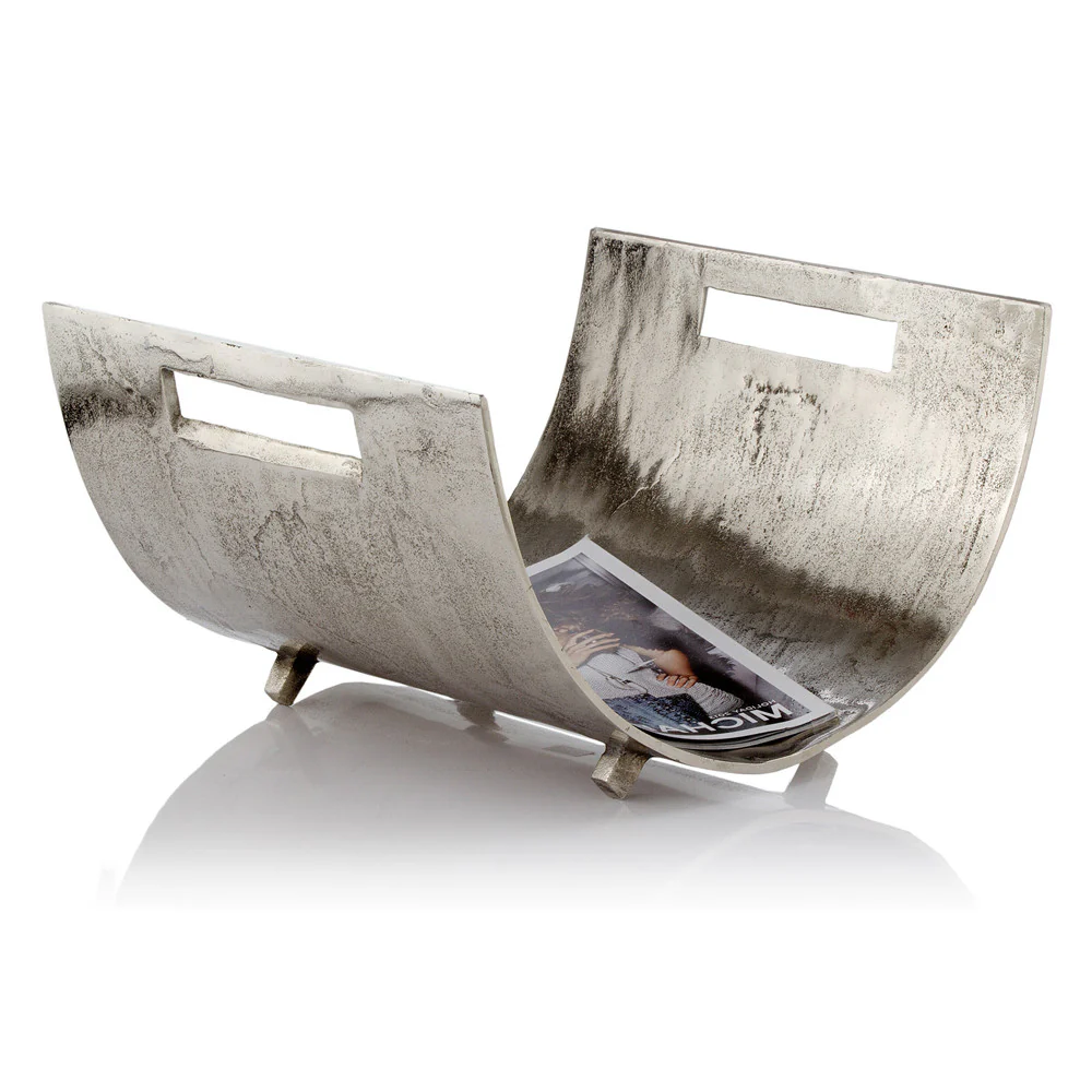 Raw Silver Magazine Basket By Homeroots - Image 3