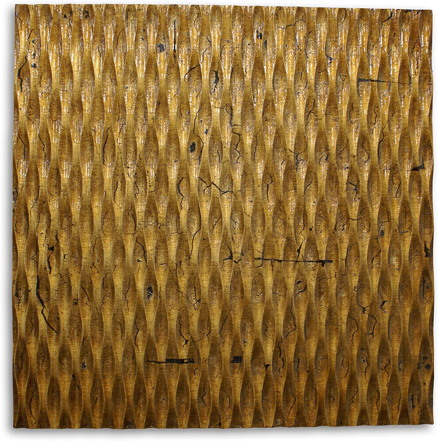 Raw Wood Look Gold Finish Square Wall Art By Homeroots - Image 3