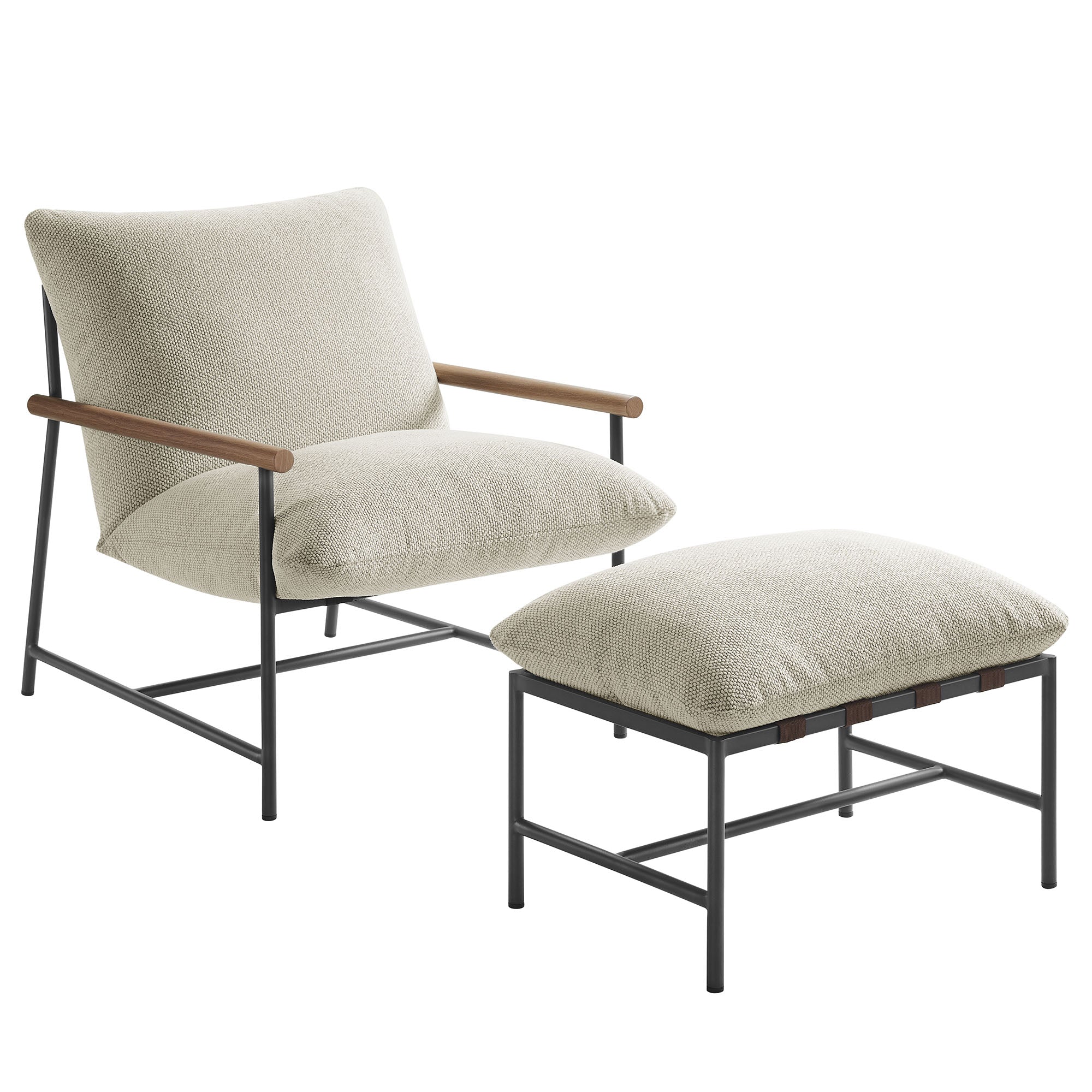 Raya Outdoor Patio Boucle Lounge Chair and Ottoman by Modway - Image 4