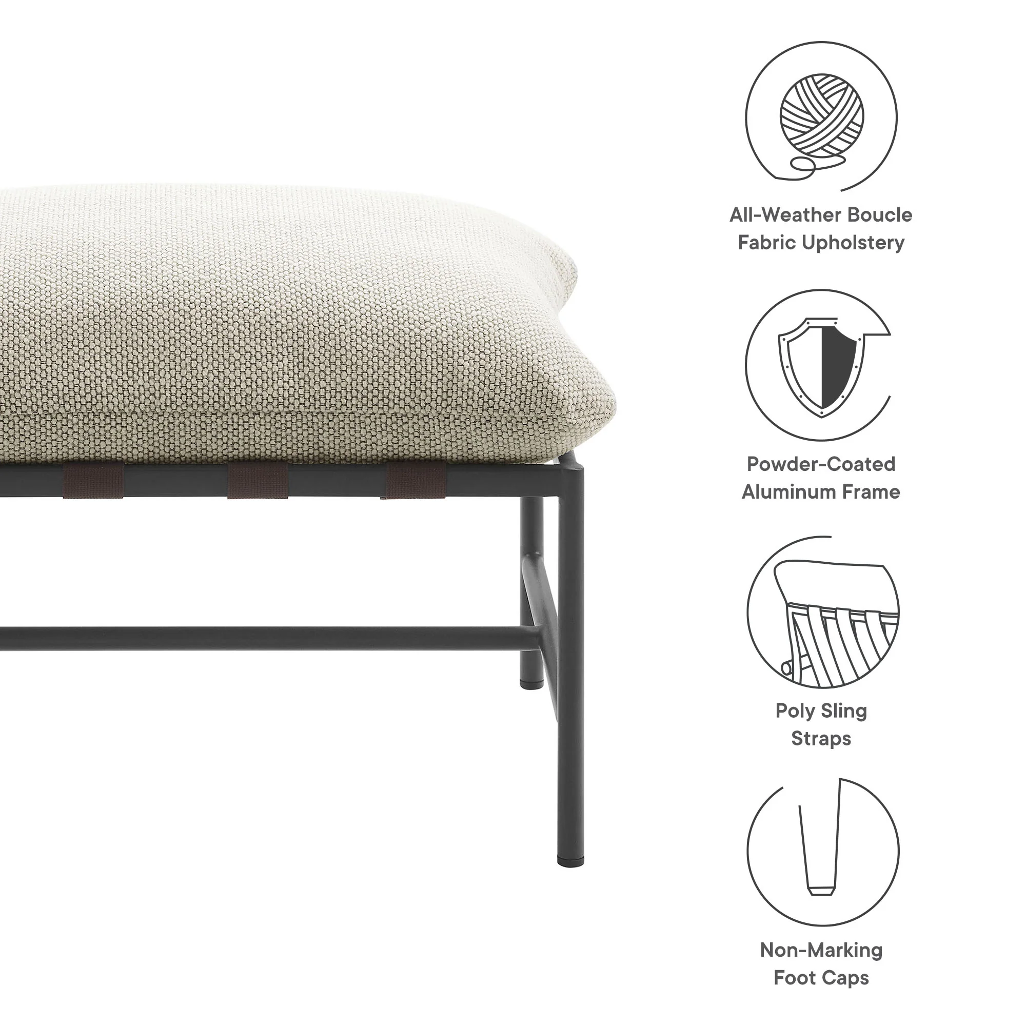 Raya Outdoor Patio Boucle Ottoman by Modway - Image 15