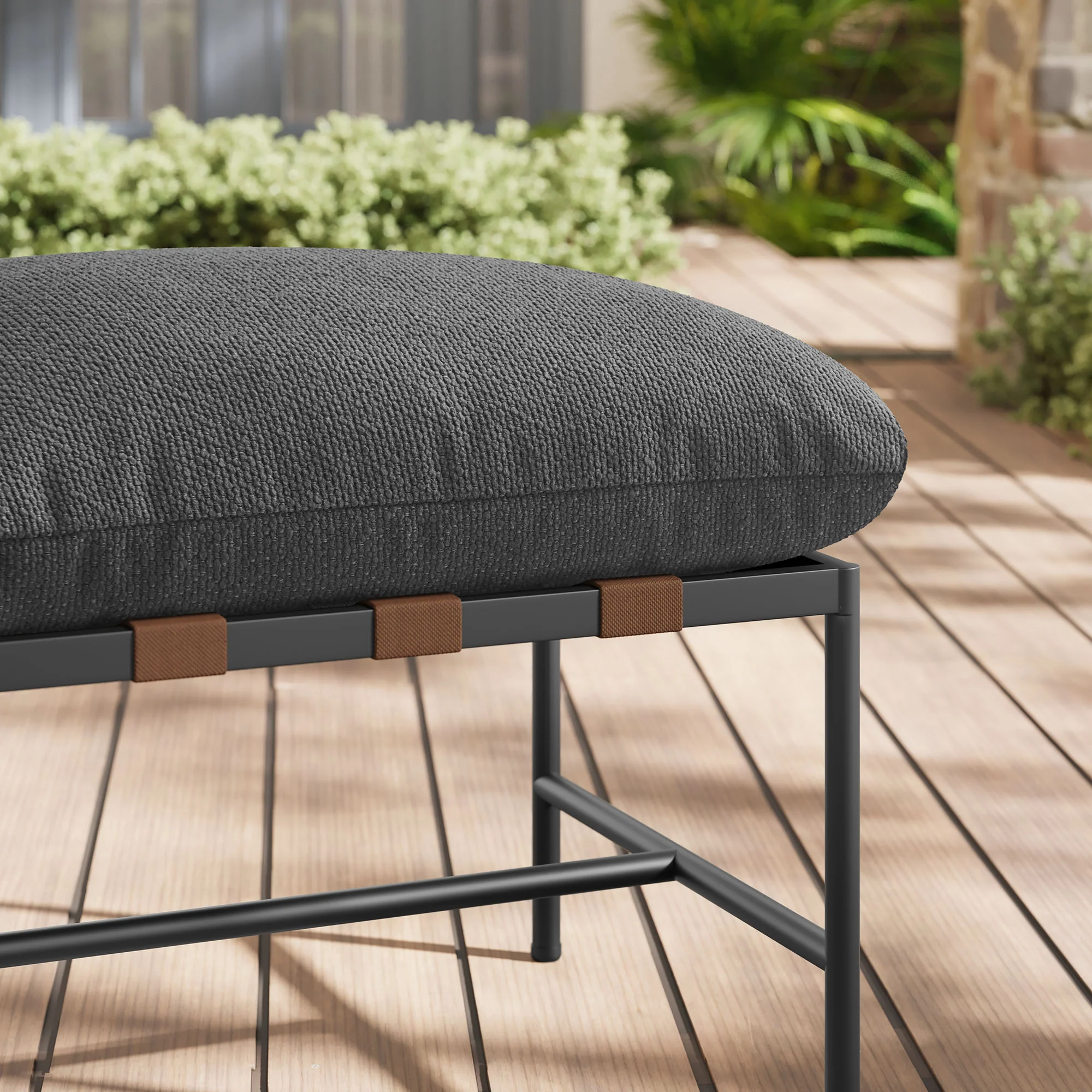 Raya Outdoor Patio Boucle Ottoman by Modway - Image 6